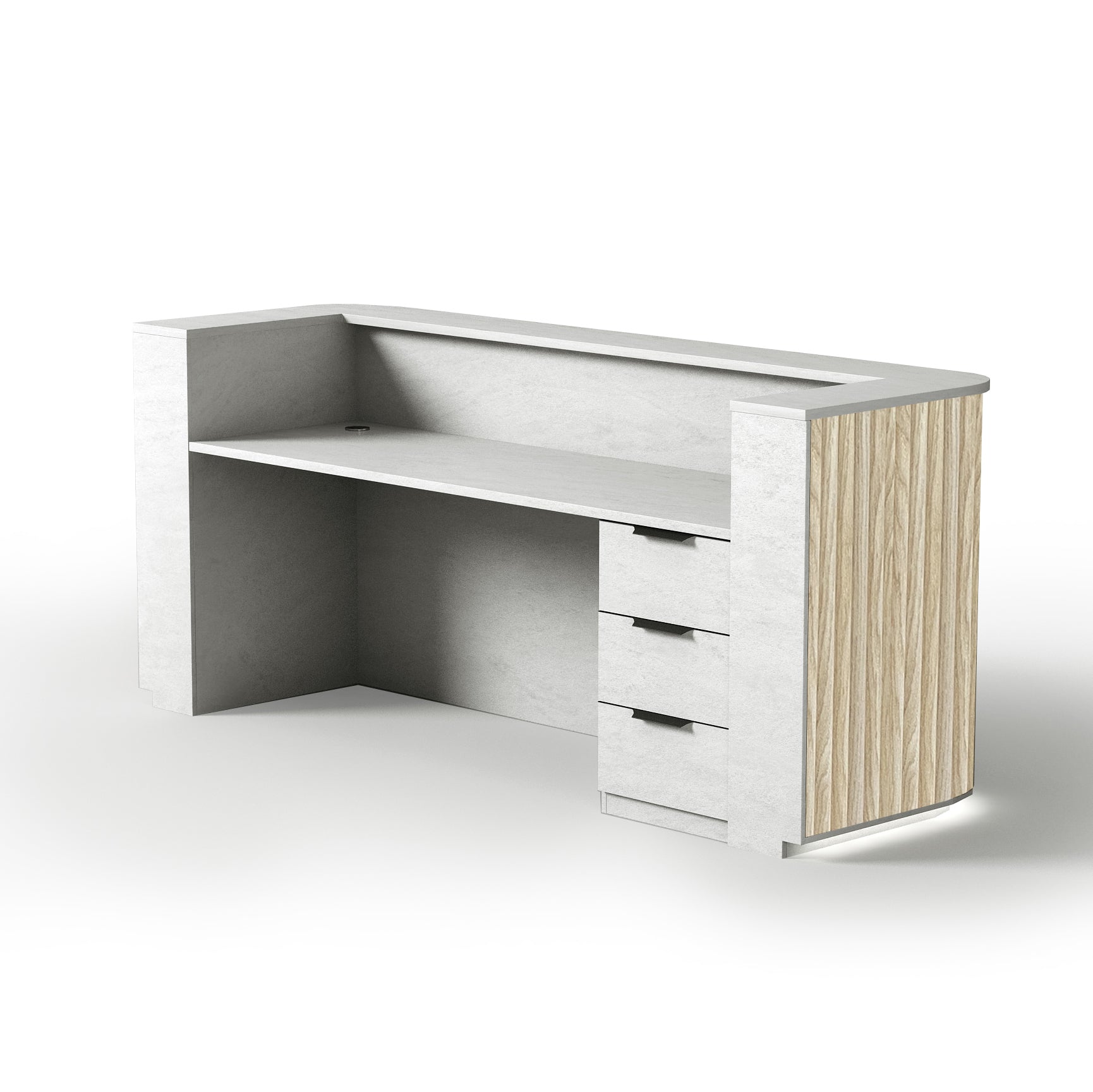 Premium HALO Reception Desk 240cm - Modern Oak & White Office Furniture for Corporate Lobby, Hotel Front Desk & Professional Workspaces