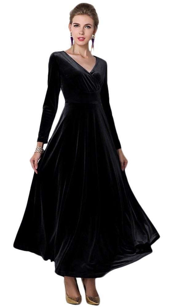Elegant Velvet Long Dress for Women - Evening Party, Dancing, Christmas Maxi Dress - Perfect for Holiday Parties, Weddings & Special Occasions