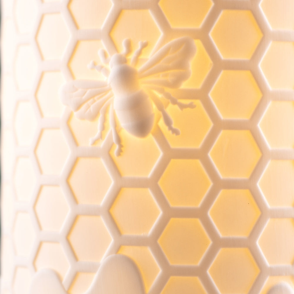 Belleek Living Honey Hive Luminaire - Handcrafted Ceramic Table Lamp with Beehive Design, Perfect for Bedroom, Living Room, and Home Decor