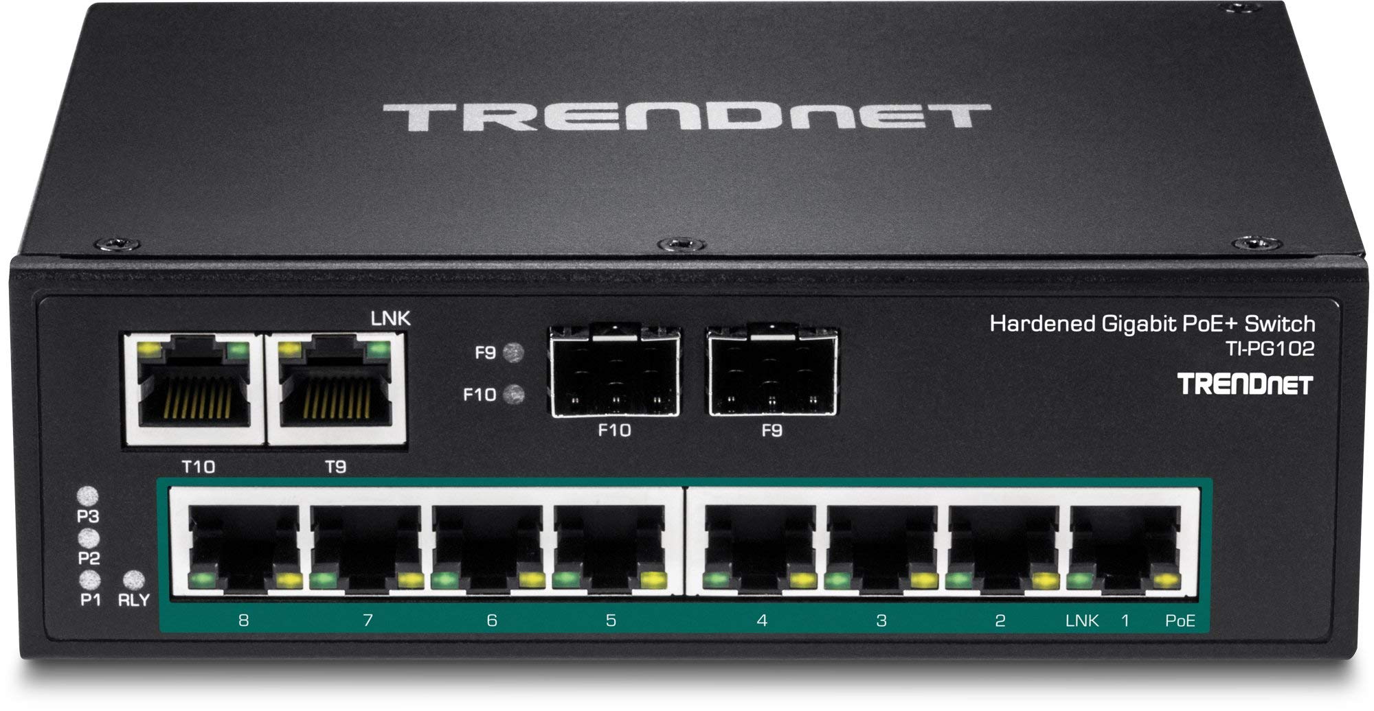 TRENDnet TI-PG102 10-Port Industrial Gigabit PoE+ Switch | 8 PoE+ Ports, 2 SFP Slots, 240W Power Budget | DIN-Rail Mount, VLAN, QoS, IP30 Rating | Perfect for Factory Automation & Surveillance Networks (Renewed)