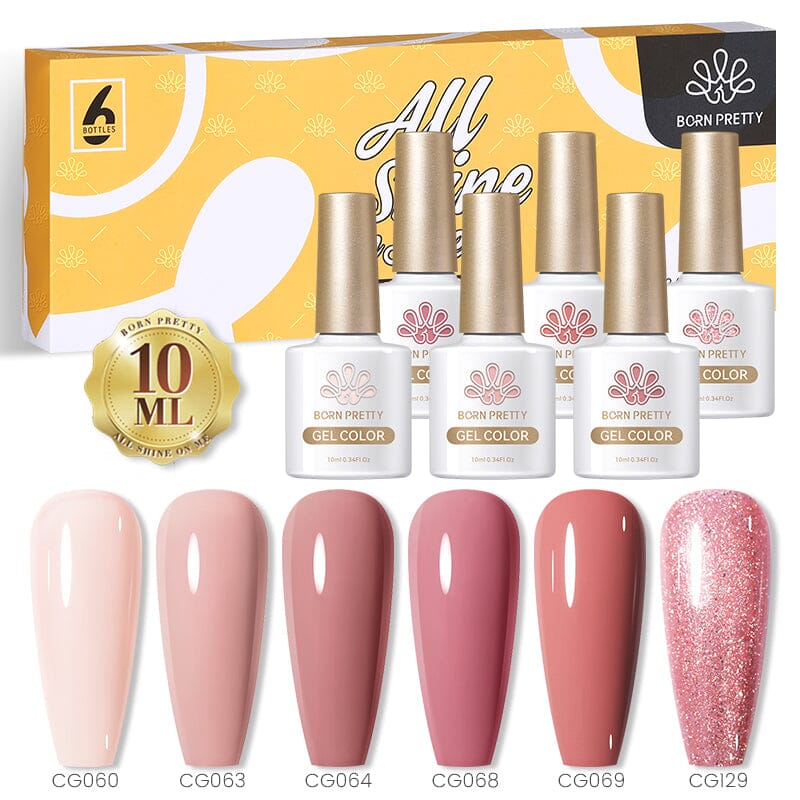 Nude Gel Polish 6 Color Set (Series 1) - Long Lasting Nail Polish Kit for Salon & Home Manicures