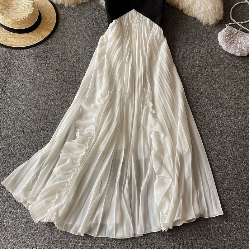 Elegant Spaghetti Strap Backless Pleated Swing Dress for Women - Fairy-Inspired Flowy Midi Dress for Parties, Weddings & Date Nights (Style 862)
