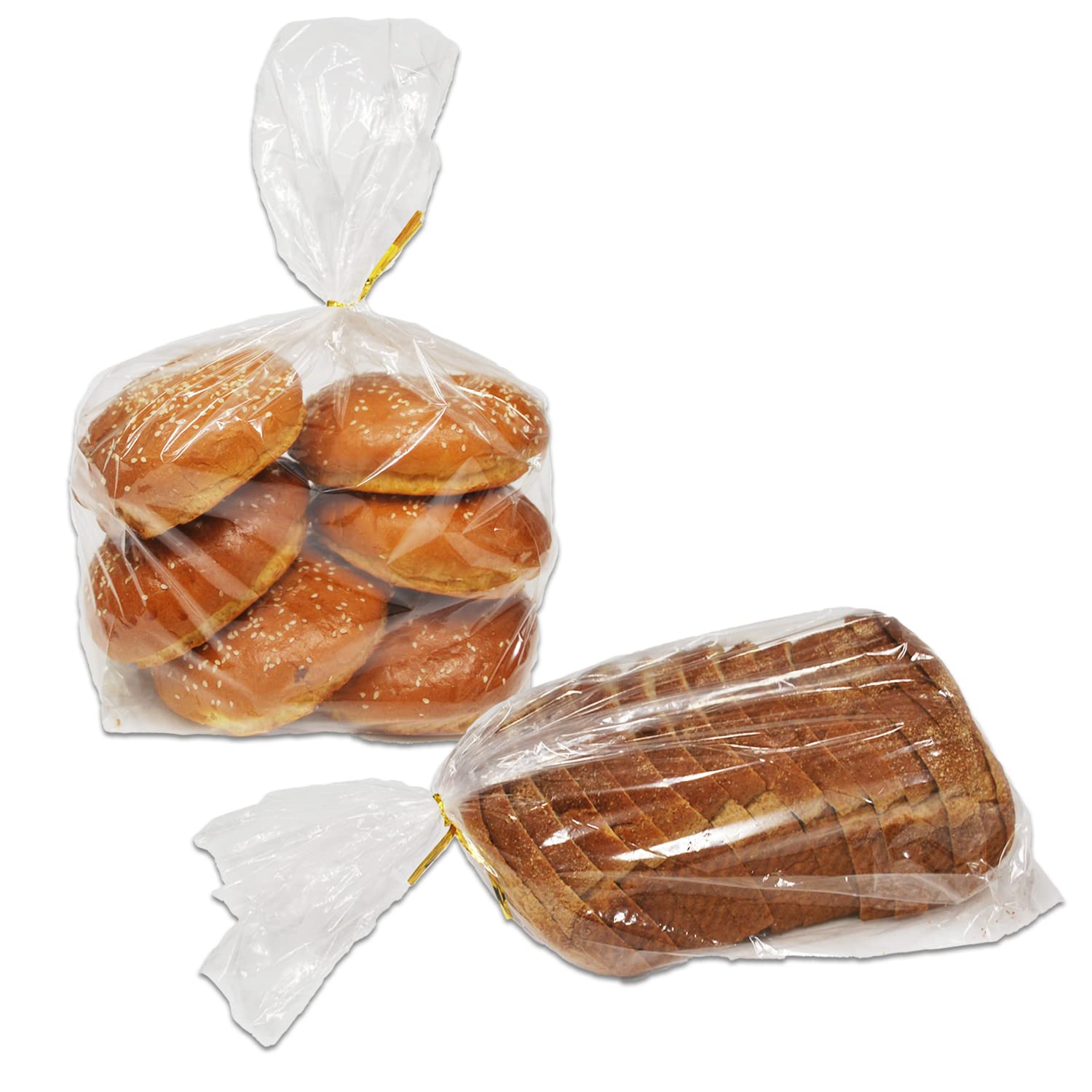 100 Clear Bread Bags with Ties & Thank You Stickers - 8