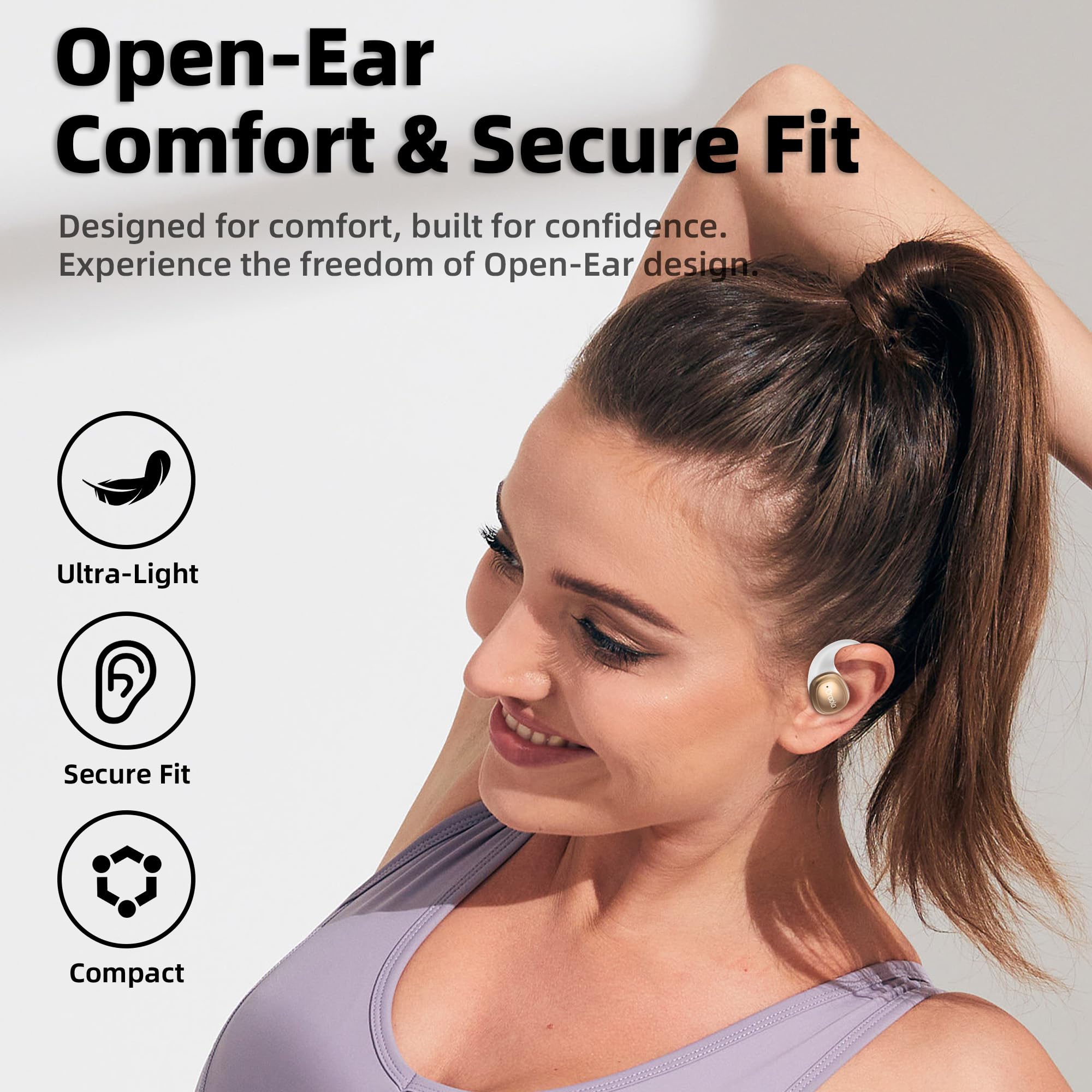 Oraolo Open Ear Bluetooth Headphones 5.4 Wireless Earbuds - 16.2mm Large Driver, AI Noise Canceling, 32H Playtime, IPX5 Waterproof - Perfect for Running, Cycling, Gym Workouts & Outdoor Activities