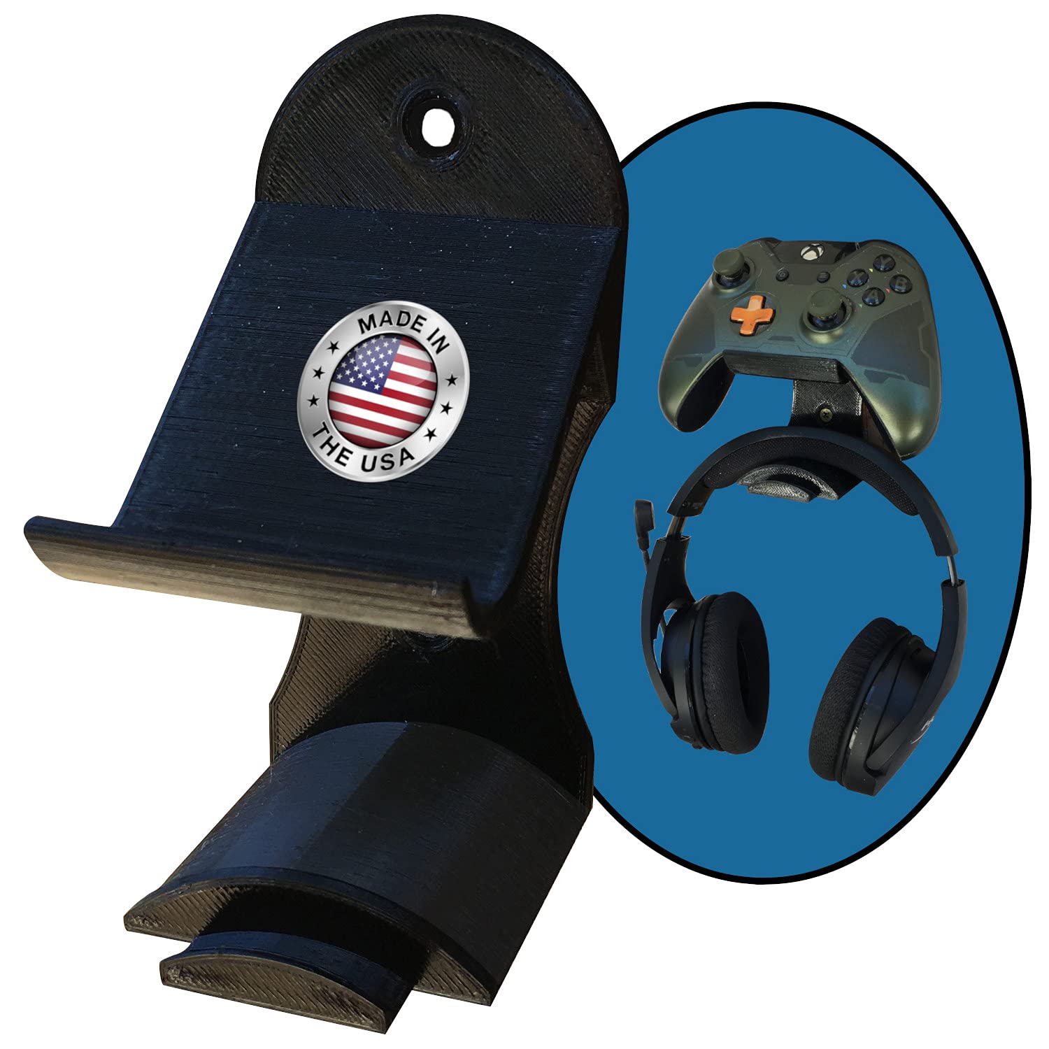 Xbox One Controller Wall Mount | Steam Controller & Headset Holder - Space-Saving Gaming Setup Organizer for Bedroom, Game Room & Office