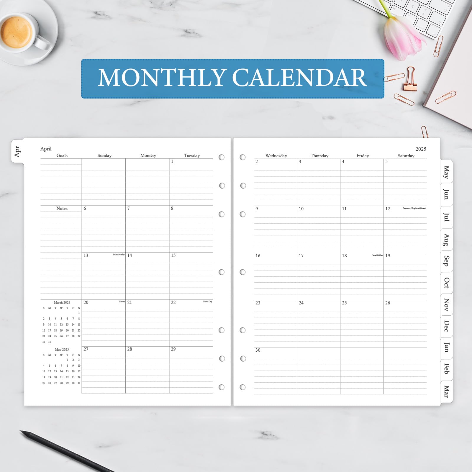 2025-2026 Weekly & Monthly Planner Refill Inserts - 8.5