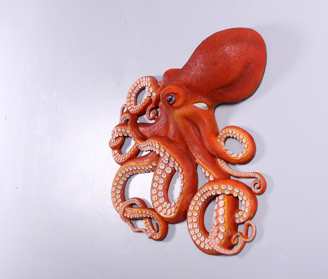 Realistic Octopus Wall Sculpture - Large Marine Beach Decor with Lifelike Eyes for Coastal, Nautical & Ocean-Themed Home Decor