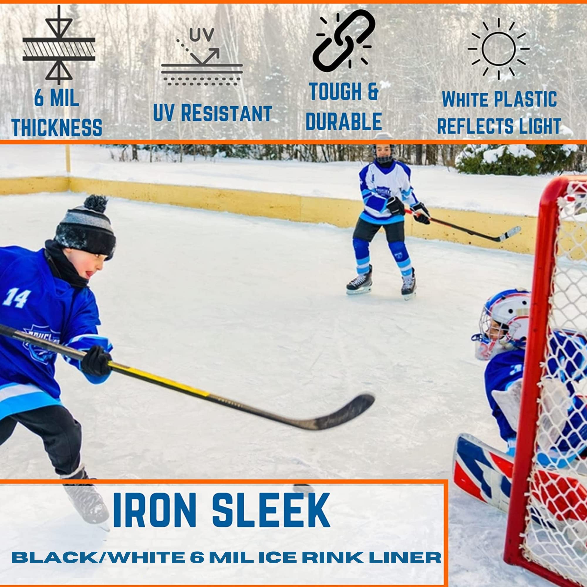 **Black & White 6 Mil Plastic Ice Rink Liner - Durable Backyard Ice Skating Rink Kit for DIY Outdoor Winter Fun - Perfect for Family Skating, Hockey Practice, and Backyard Ice Rinks**