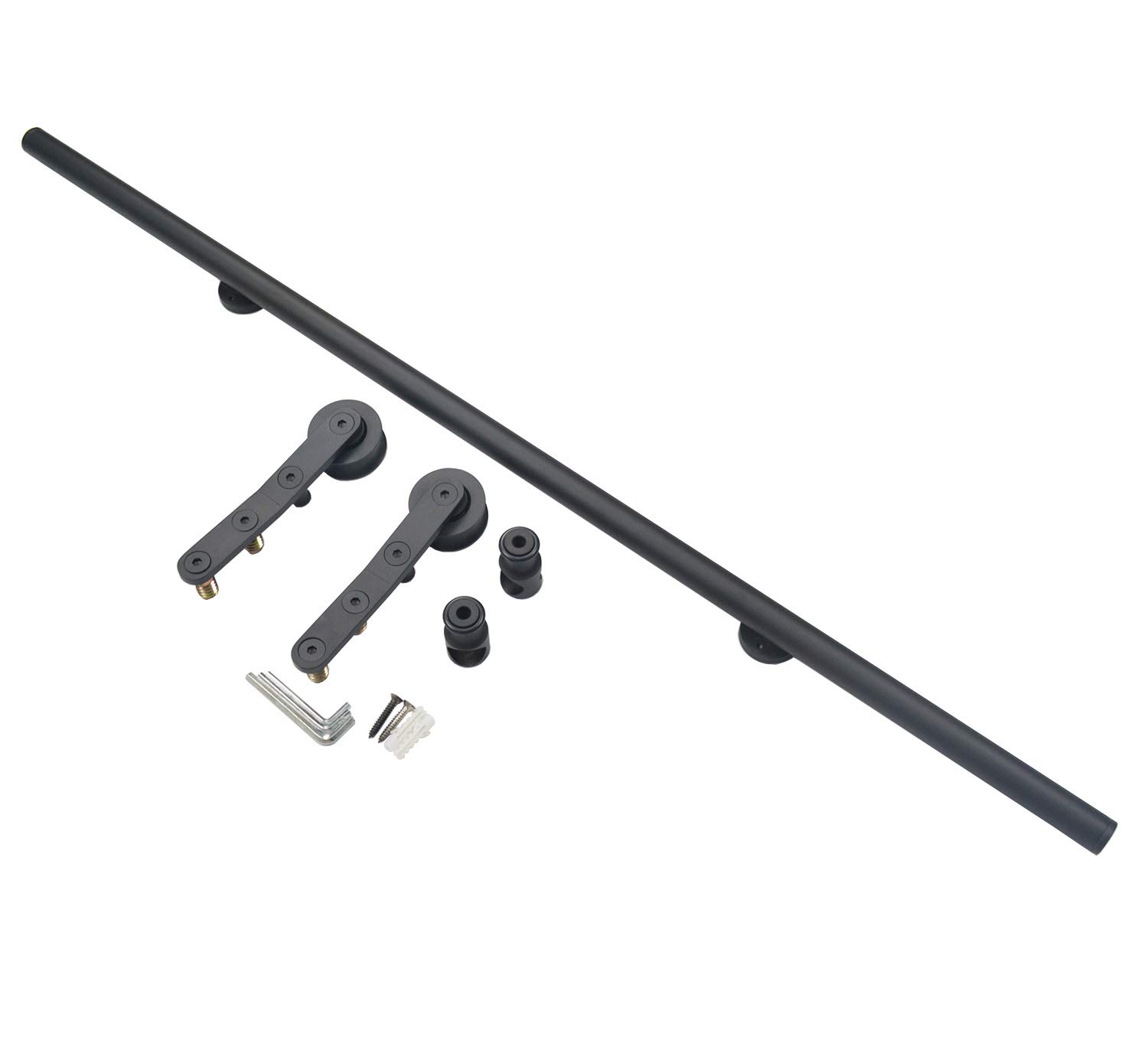 DIYHD 4FT Black Rolling Library Ladder Hardware Kit - Home Office Bookshelf Sliding Rail System for Easy Access to High Shelves (Perfect for Home Libraries, Loft Spaces & Office Storage)