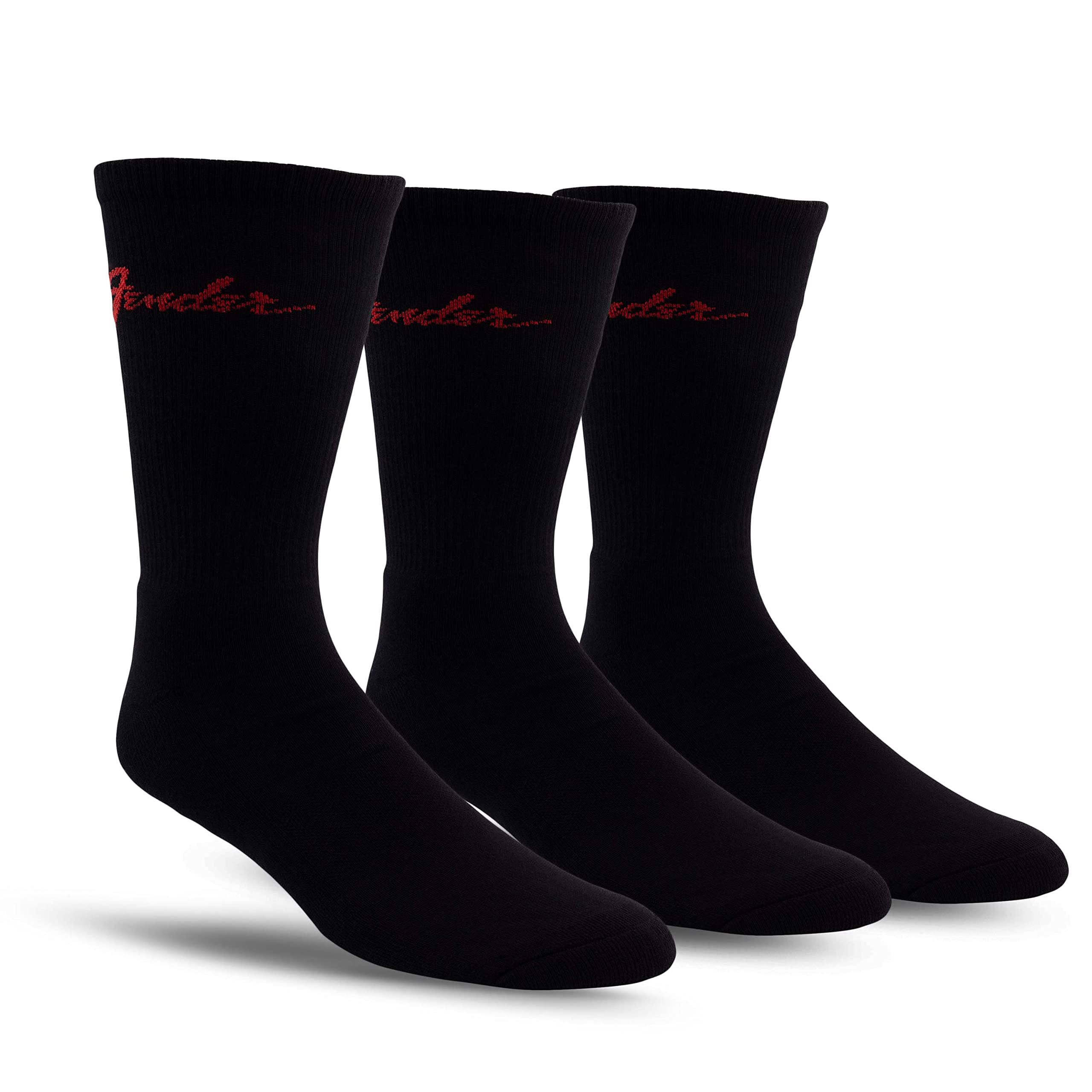 **PERRI'S SOCKS Fender® Crew Socks - Officially Licensed Rock Band Socks for Men & Women - Cushioned Comfort Novelty Socks (Black, Large FGA372-001-L) - Perfect for Concerts, Gifts & Music Lovers**