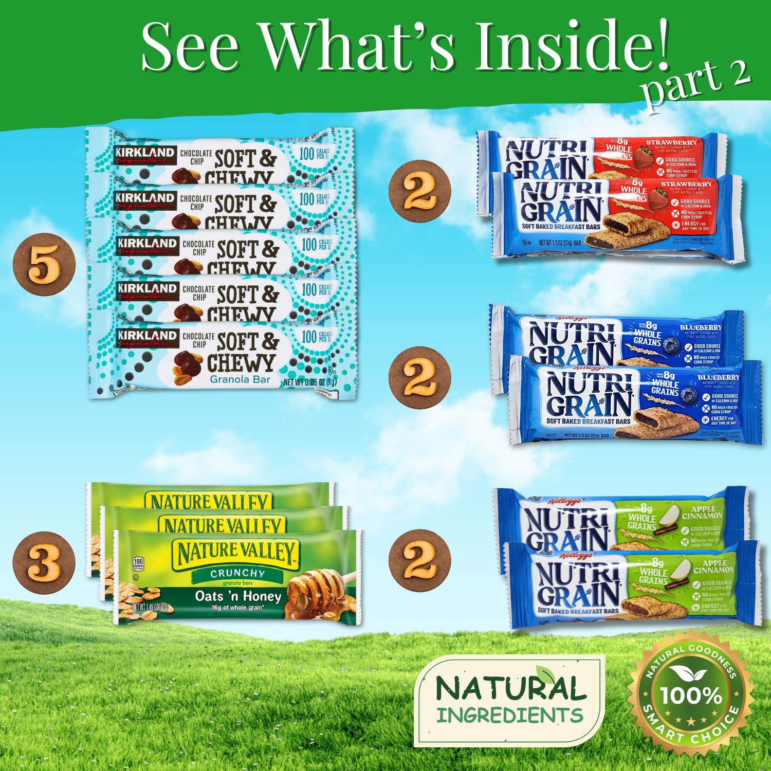 Healthy Mixed Granola Bars Variety Pack - 32 Count Assorted Fig, Oat, Nut & Fruit Snack Bars for Adults & Kids | Perfect for Office Snacks, Travel Food, School Lunches & Gift Baskets