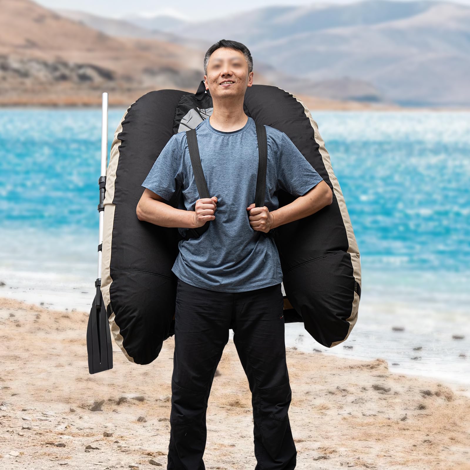 **Inflatable Fishing Float Tube for Adults - Adjustable Backrest, Storage Pockets & Fish Ruler - 286Lbs Capacity - Includes Pump - Perfect for River, Lake, Bass & Fly Fishing**    *(Use Case: Ideal for anglers seeking comfort and convenience while fishing in rivers, lakes, or ponds—great for bass, trout, and fly fishing adventures.)*