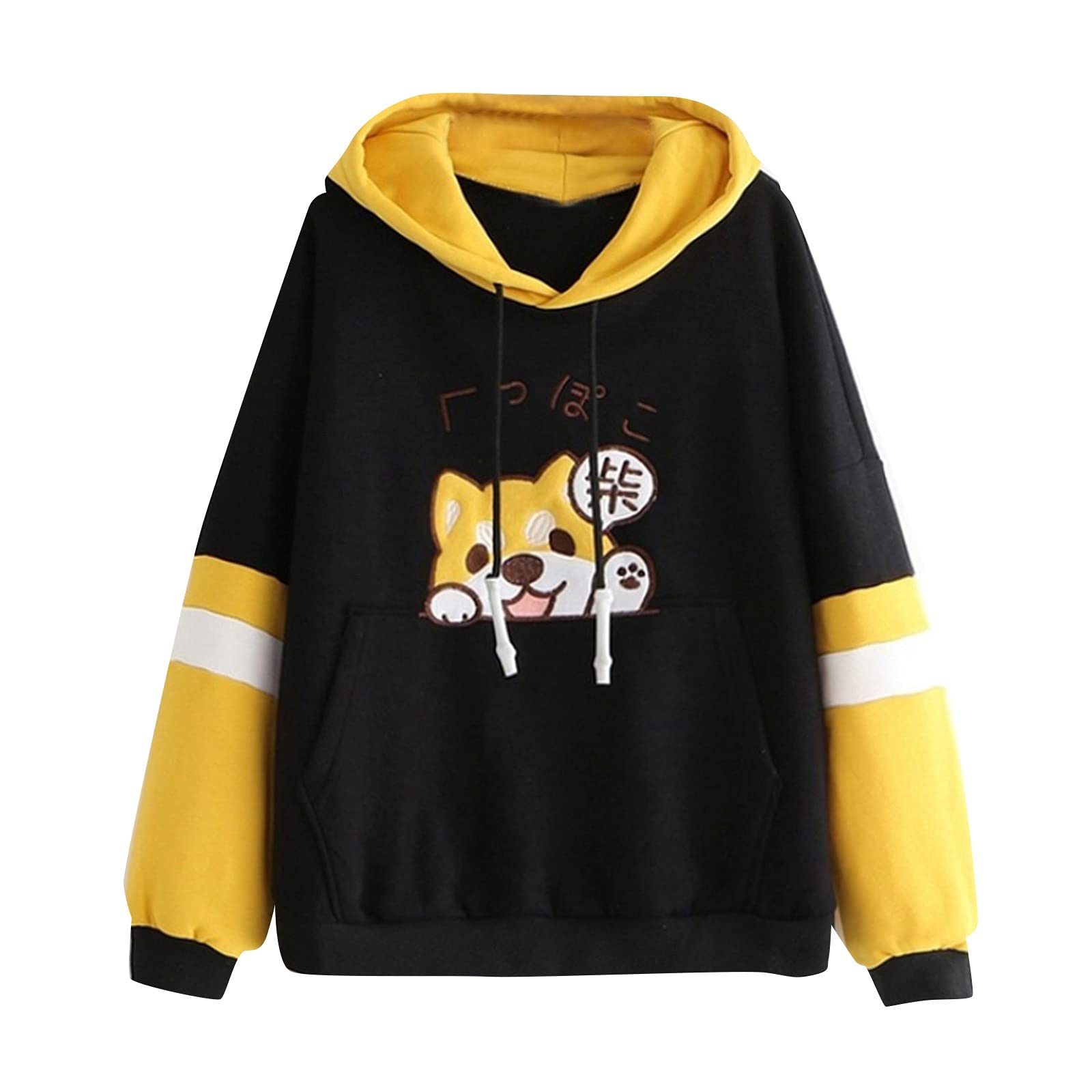 Trendy Japanese Women's Zip-Up Hoodie with Long Sleeves and Puppy Print - Cute Streetwear for Casual Outings, Dog Lovers Fashion, and Winter Layering