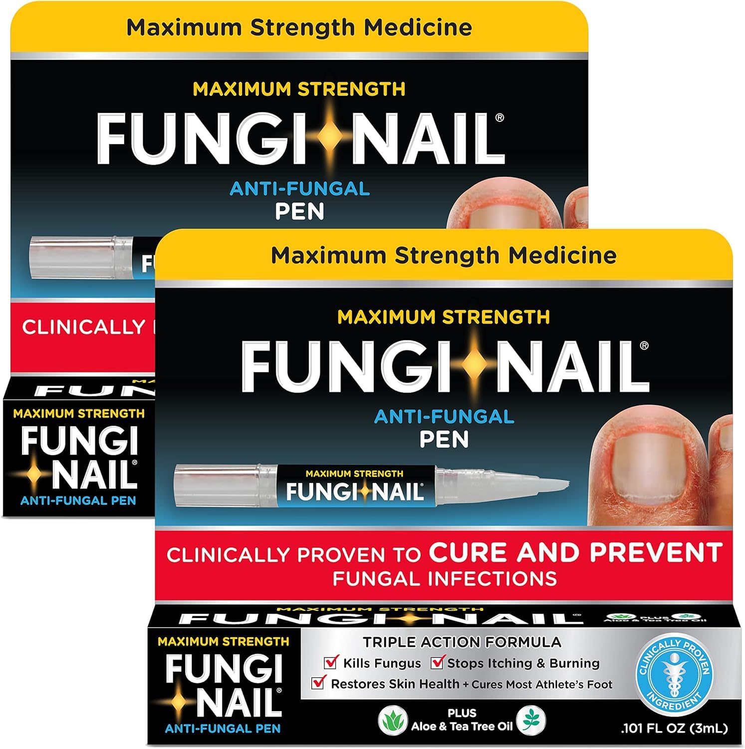 Anti-Fungal Nail Treatment Pen - 2 Pack - Fast-Acting Toenail Fungus Solution for Clear, Healthy Nails - Easy Applicator for Home Use - Perfect for Athletes, Swimmers & Pedicure Care