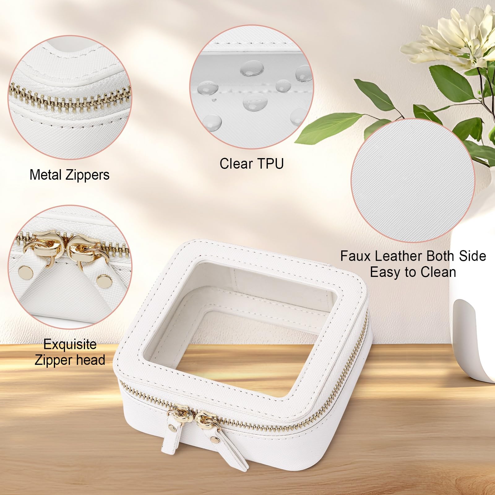 Clear Small Makeup Bag with Zipper - Mini Cosmetic Case & Toiletry Organizer for Women | Travel Essentials & Car Storage (White, MINI-1) | Perfect for Daily Use, Traveling, and On-the-Go Organization