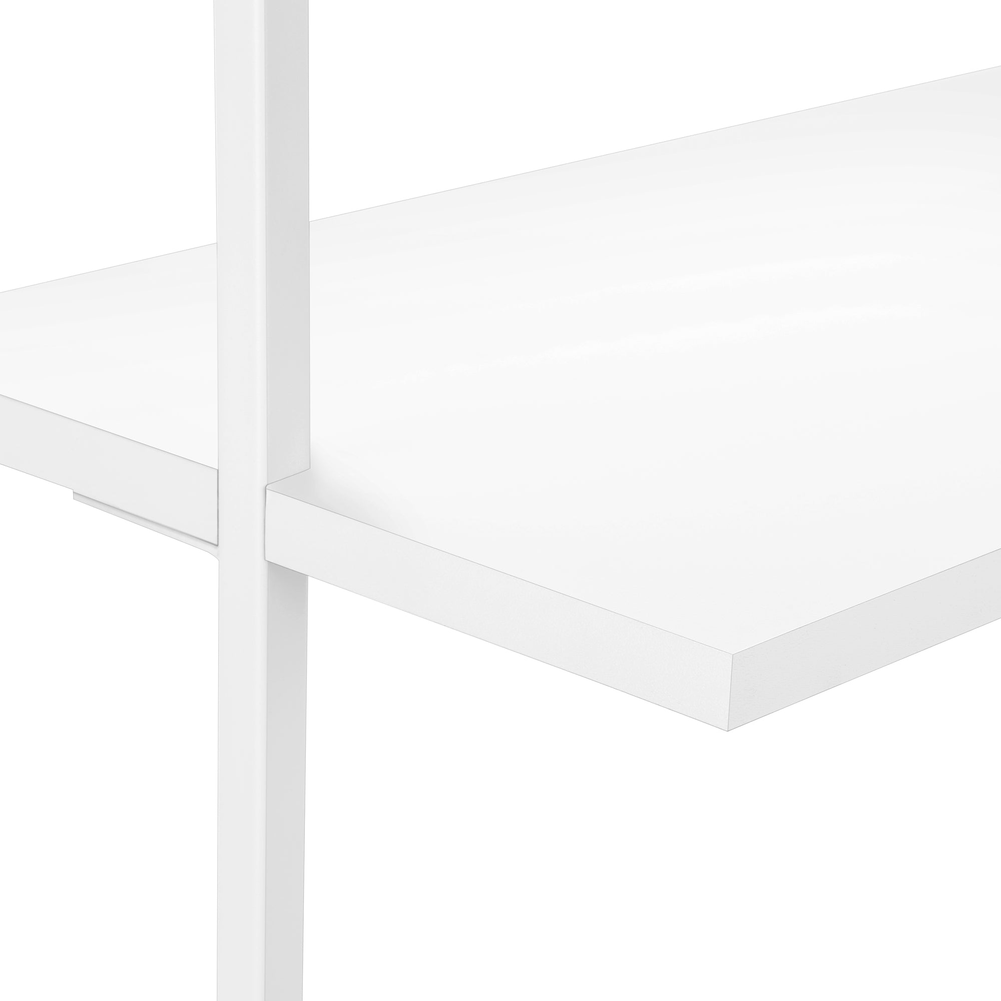 72 Inch White Metal Ladder Bookcase - Modern Industrial Style Bookshelf for Living Room, Office, or Bedroom Storage