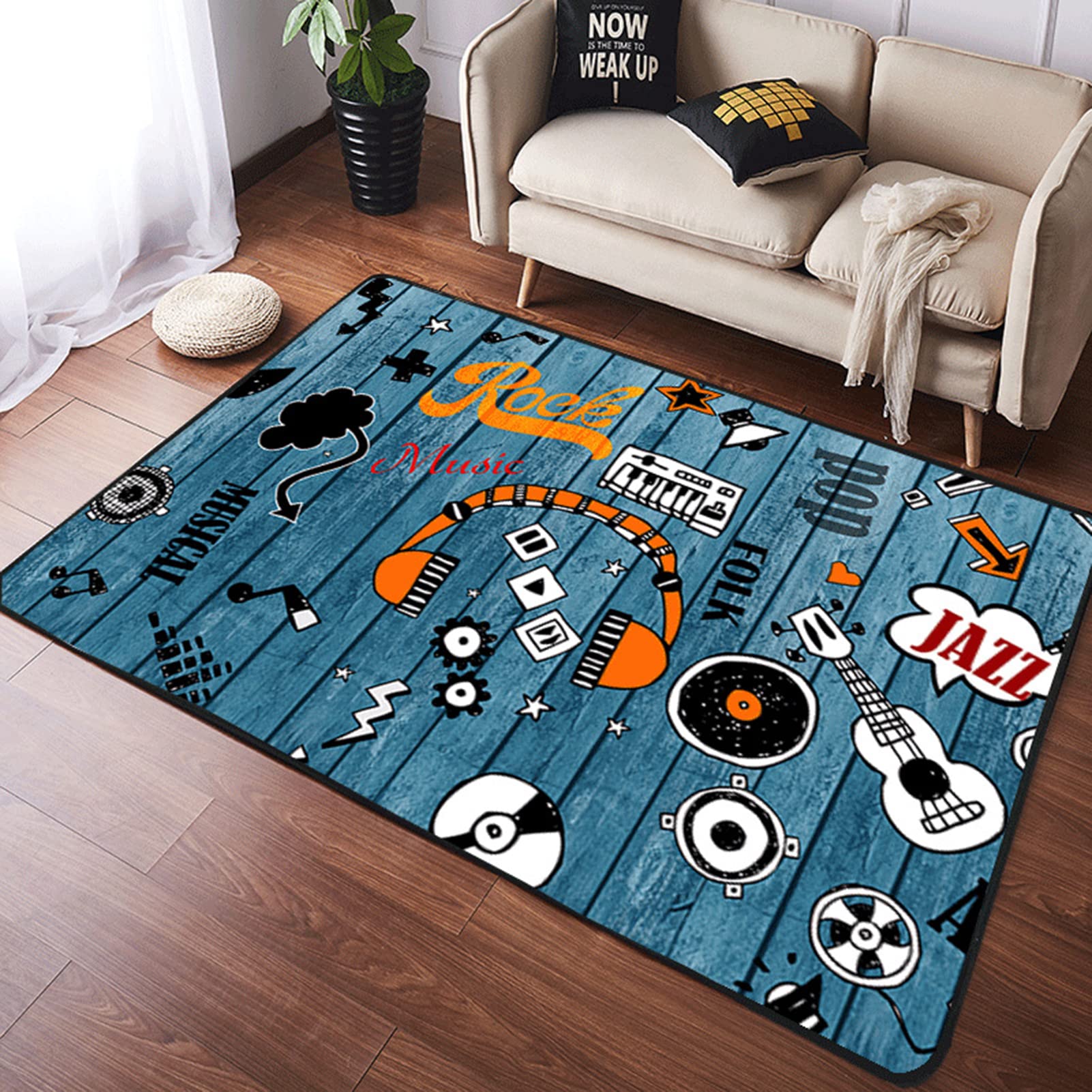 Premium Drum Kit Carpet & Music-Themed Bath Mat - Non-Slip Guitar Drum Set Rug, Piano Design Floor Mat for Bathroom, Indoor Entryway & Music Room - Dirt Trapping Shoe Scraper for Musicians & Music Lovers (Ideal for Home Studios, Practice Rooms & Music-Themed Decor)