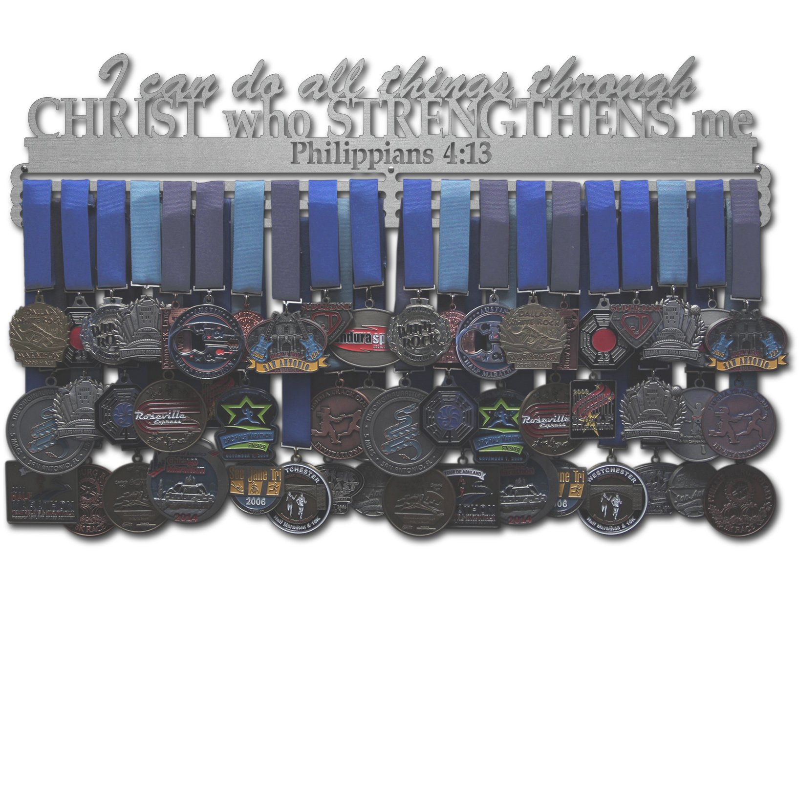 Allied Medal Hangers - Philippians 4:13 Bible Verse Wall Display - Perfect for Military Awards, Sports Trophies & Home Decor