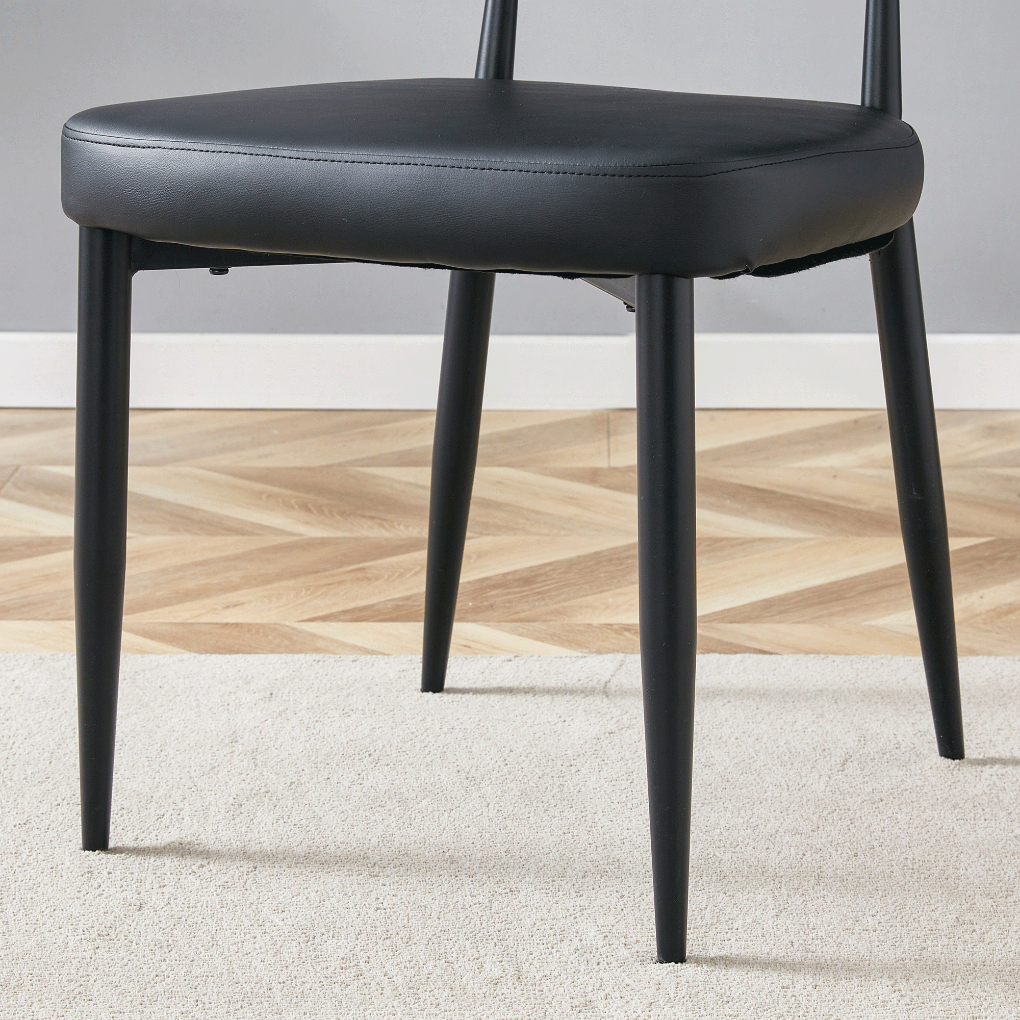 Black & White Minimalist Ergonomic Dining Chairs - Set of 4 with Curved Backrest for Comfort - Modern Home & Office Seating Solution - Perfect for Dining Rooms, Kitchens, and Small Spaces