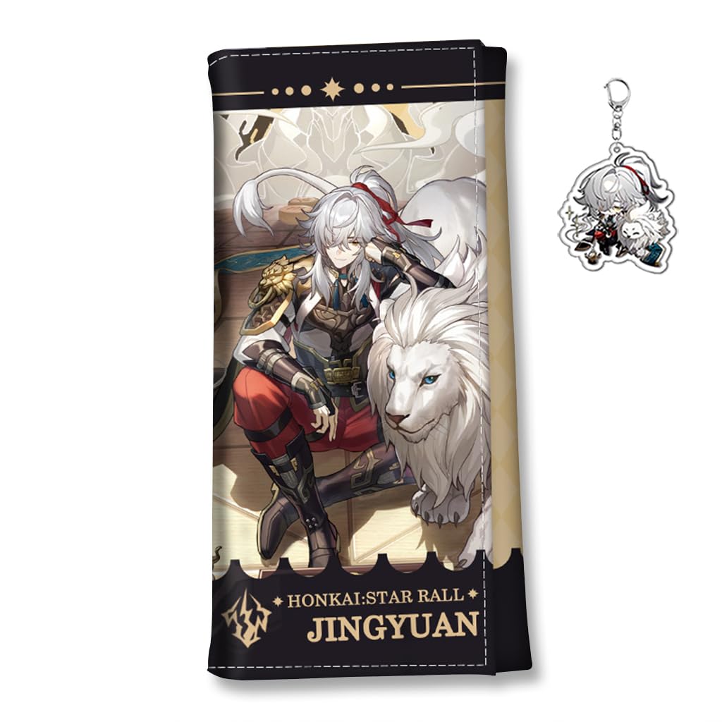 Honkai Star Rail Anime Wallet for Men & Women - Kawaii Bifold Card Holder with Free Keychain (Jing Yuan-2) - Perfect for Cosplay, Gaming Conventions & Anime Collectors