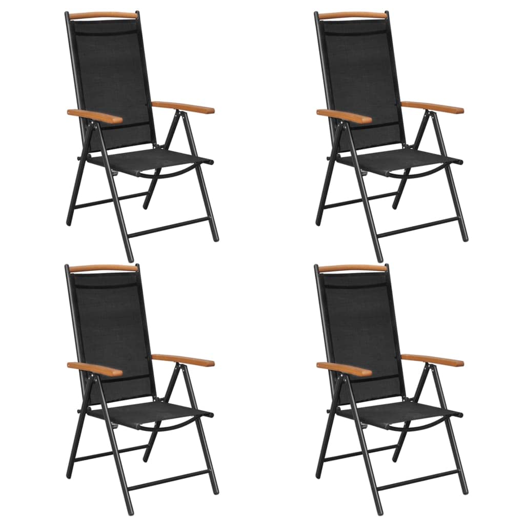 4 Pack Black Aluminum Folding Patio Chairs with Textilene Fabric - Portable Outdoor Dining Chairs for Camping, Poolside, Beach & Deck - Fast Shipping | Perfect for Backyard BBQs, Garden Parties & Picnics