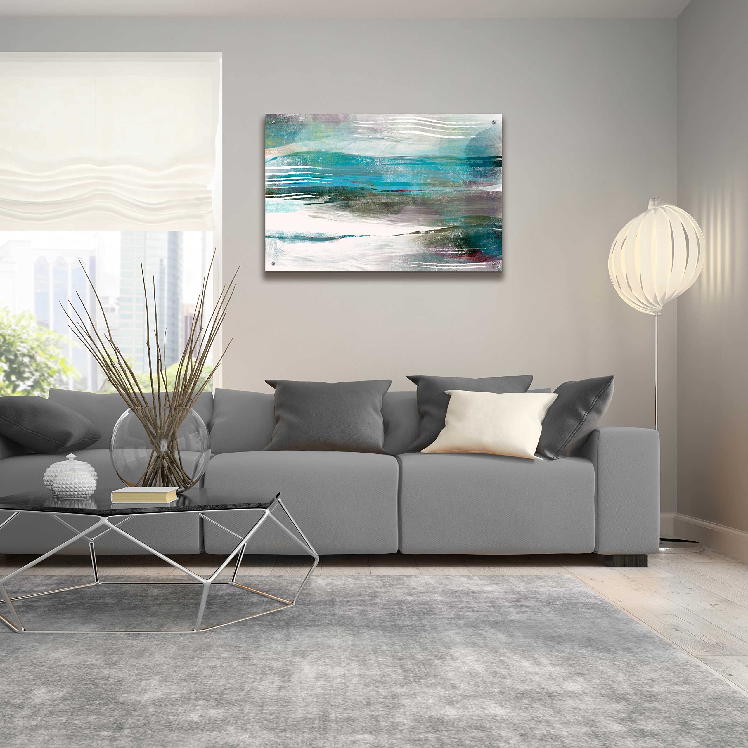 Delores Naskrent 'Water Flow' Acrylic Glass Wall Art - 36x24 Inches Modern Abstract Painting for Living Room, Bedroom & Office Decor