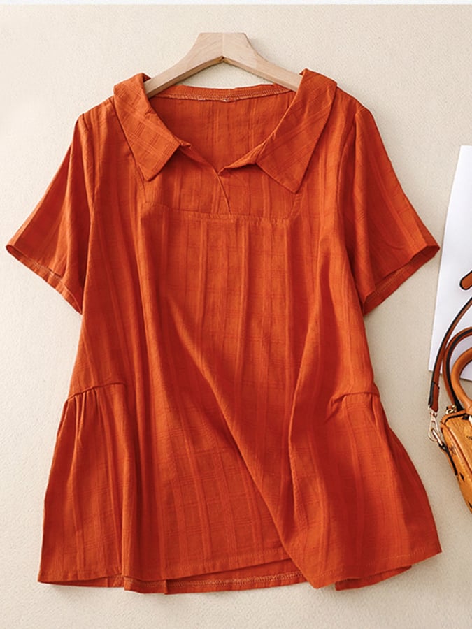 Lovevop Women's Cotton Loose Fit Short Sleeve Collared Shirt - Casual Summer Blouse for Work, Travel & Everyday Wear