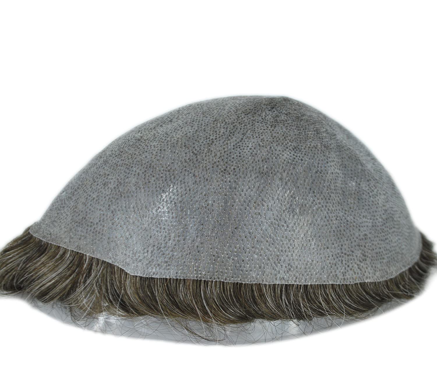 Dark Brown Mixed Grey 330 Hair Toupee for Men - Thin Skin Human Hair Replacement System - Natural Looking Hairpiece for Baldness & Thinning Hair - Perfect for Daily Wear, Work & Social Events