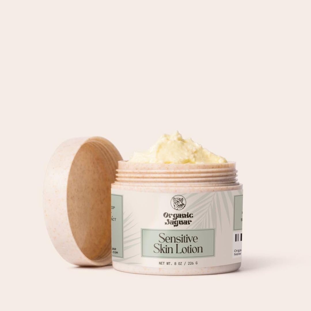 **Sensitive Skin Body Lotion - 8 oz, 100% Natural Moisturizer with Vitamin E, Raw Honey, Olive Oil & Mango Butter - Sulfate & Paraben Free - Hydrating & Nourishing for Dry, Irritated Skin - Perfect for Daily Use & Nighttime Care**