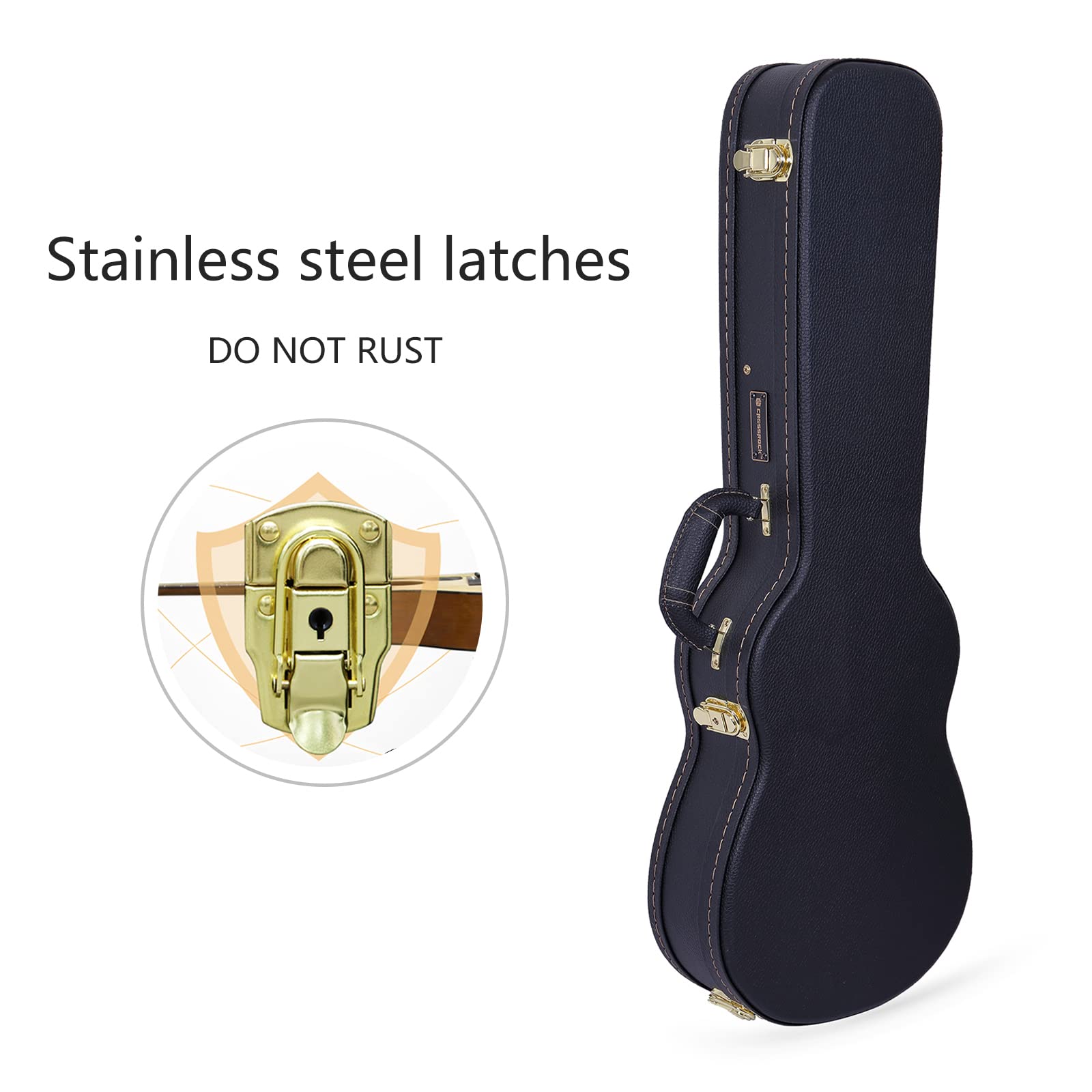 Crossrock CRW620BUBK Premium Hardshell Wood Baritone Ukulele Case - Black | Durable Protection for Travel & Storage | Perfect for Musicians, Performances & Outdoor Use