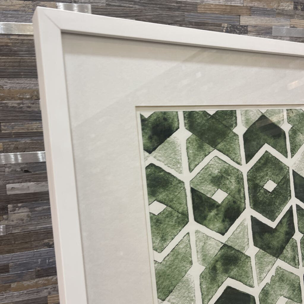 Green Chevron Pattern Print Artwork - 23W x 27H Wall Decor for Living Room, Bedroom & Office