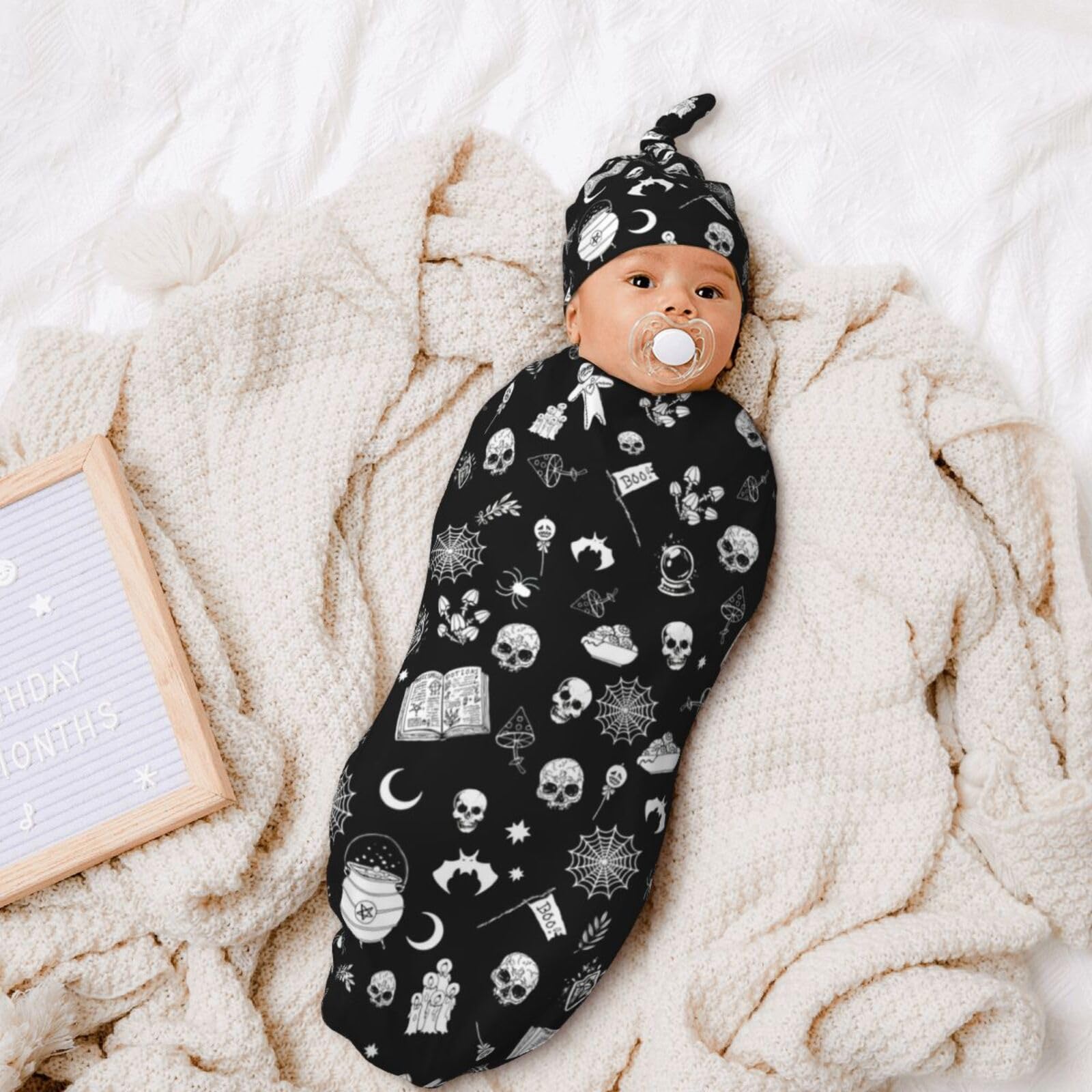 Gothic Baby Swaddle Blanket - Soft Newborn Sleeping Sack for Cozy Sleep | Perfect for Goth Nursery, Halloween, and Dark-Themed Baby Showers