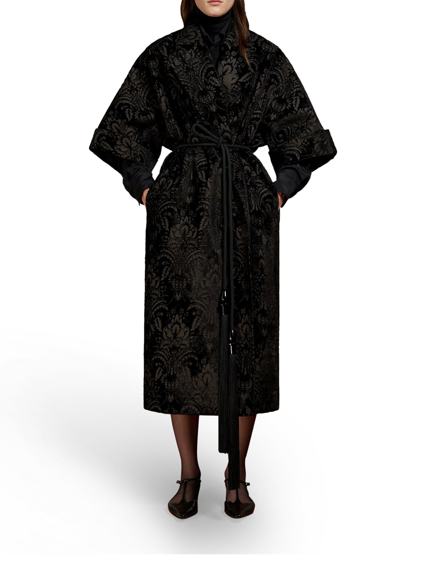 Luxury Damask Velvet Cape Coat for Women - Elegant Winter Cloak with Hood, Perfect for Evening Parties, Weddings & Cold Weather Fashion