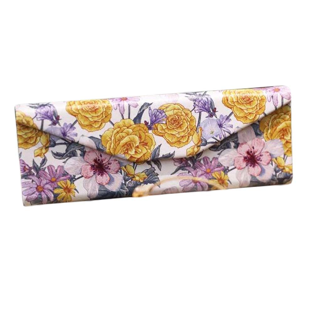 Vintage Purple Floral Hard Shell Eyeglass Case - Portable Folding Sunglasses Storage Holder for Women & Men | Perfect for Travel, Office, and Everyday Use