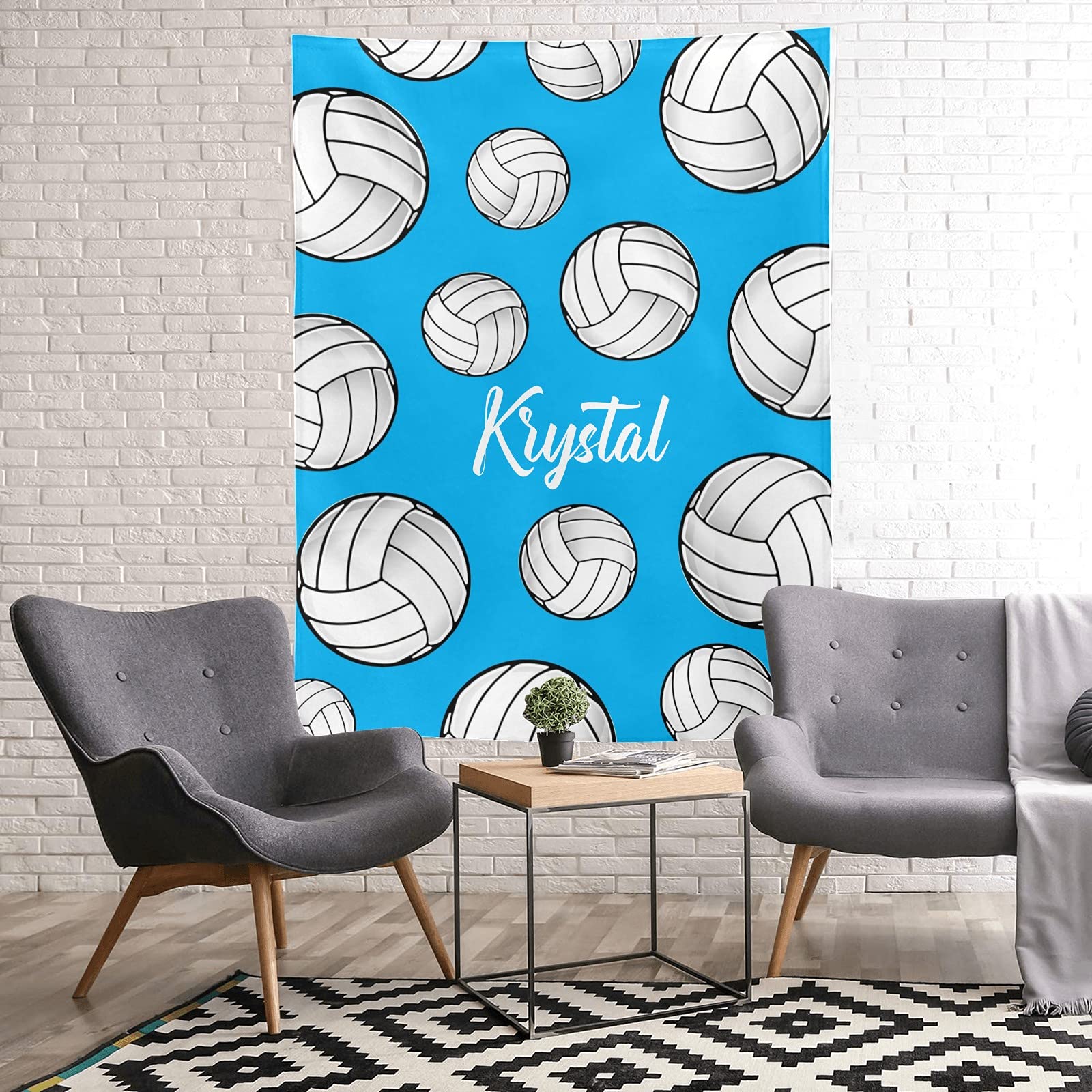 Personalized Volleyball Fleece Blanket - Custom Name Soft Cozy Throw for Sports Fans - 50x60 Inch - Perfect for Couch, Bed, Travel, Camping & Gifts