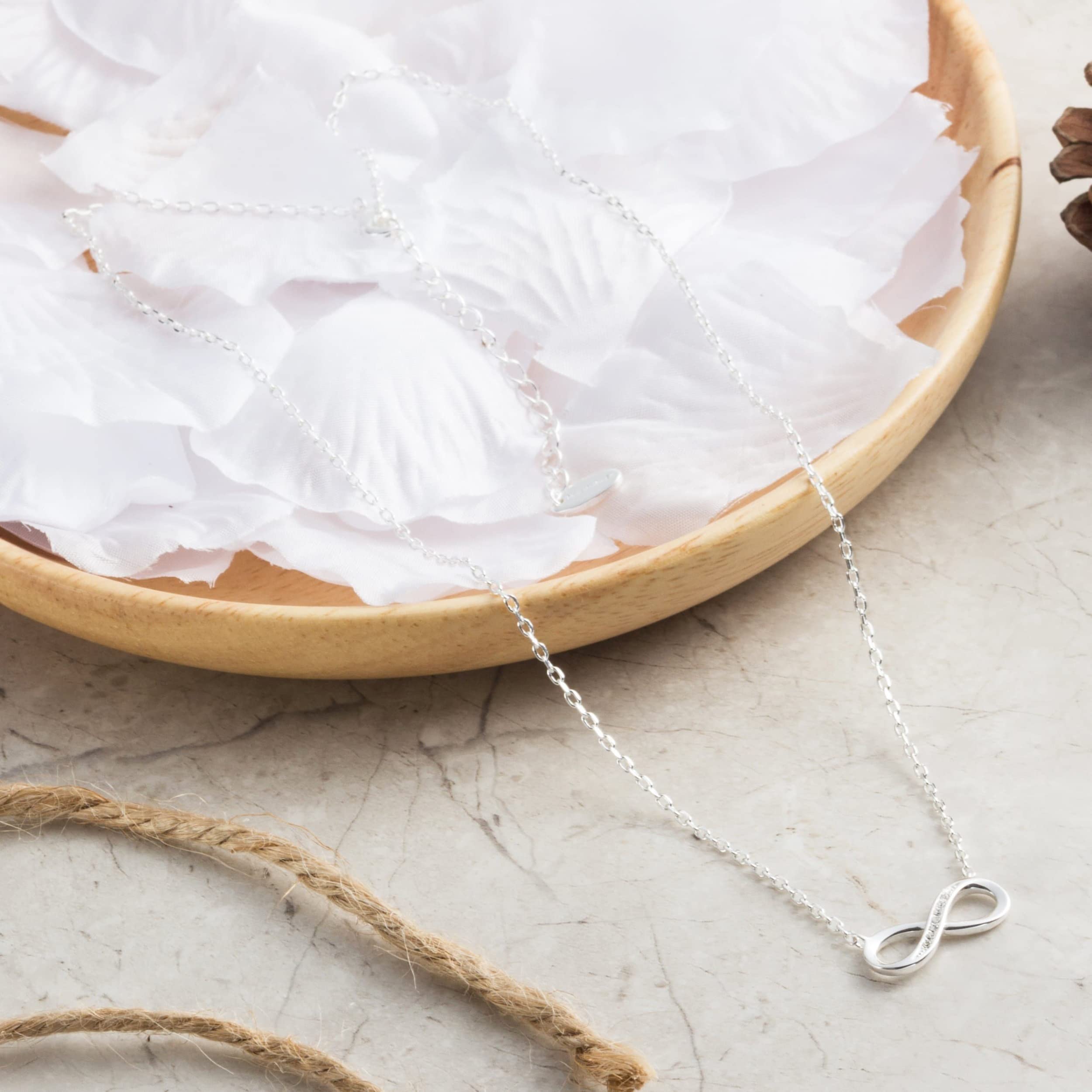 Silver Plated Infinity Pendant Necklace with Zirconia Crystals - Perfect for Gifts & Special Occasions