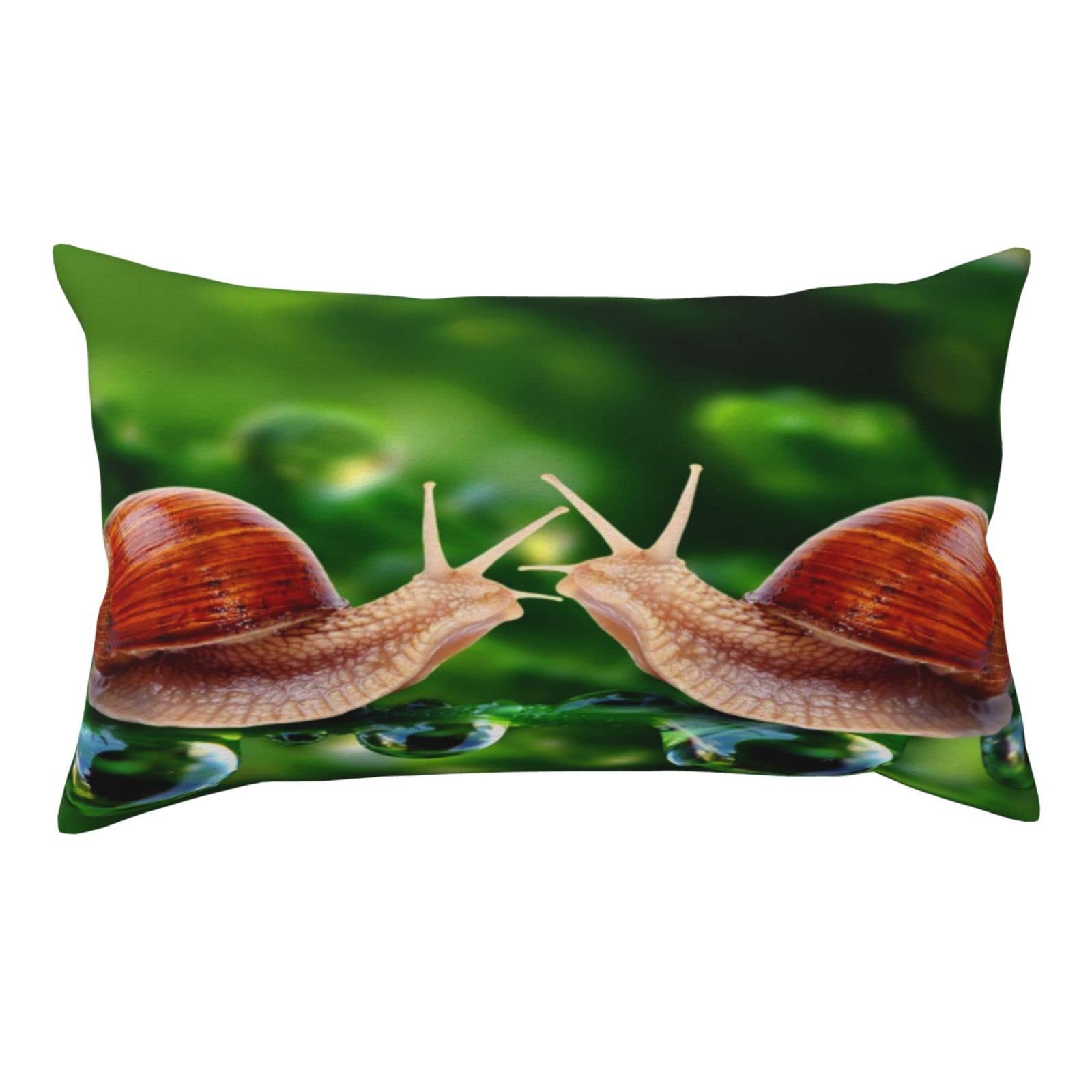 Premium Hidden Zipper Animal Snail Print Pillowcase - Standard King Size 20x36 Inches - Luxury Rectangle Decorative Pillow Cover for Bedroom, Sofa & Home Decor