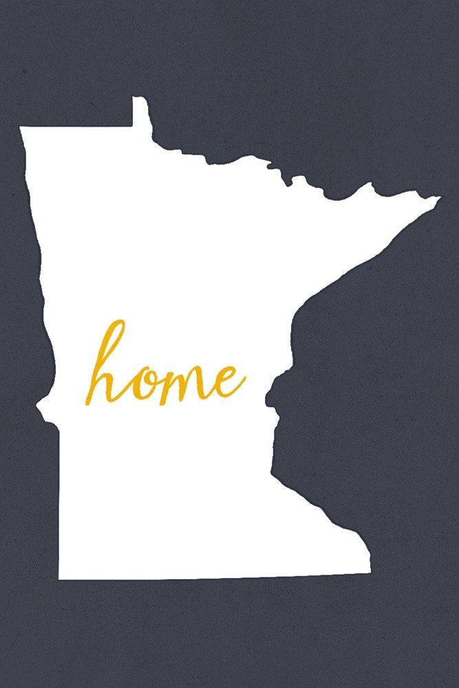 Minnesota Home State White on Gray Canvas Art - 16x24 Wrapped Wall Decor for Living Room, Bedroom & Office | Premium Printed Artwork for Home & Office Decoration