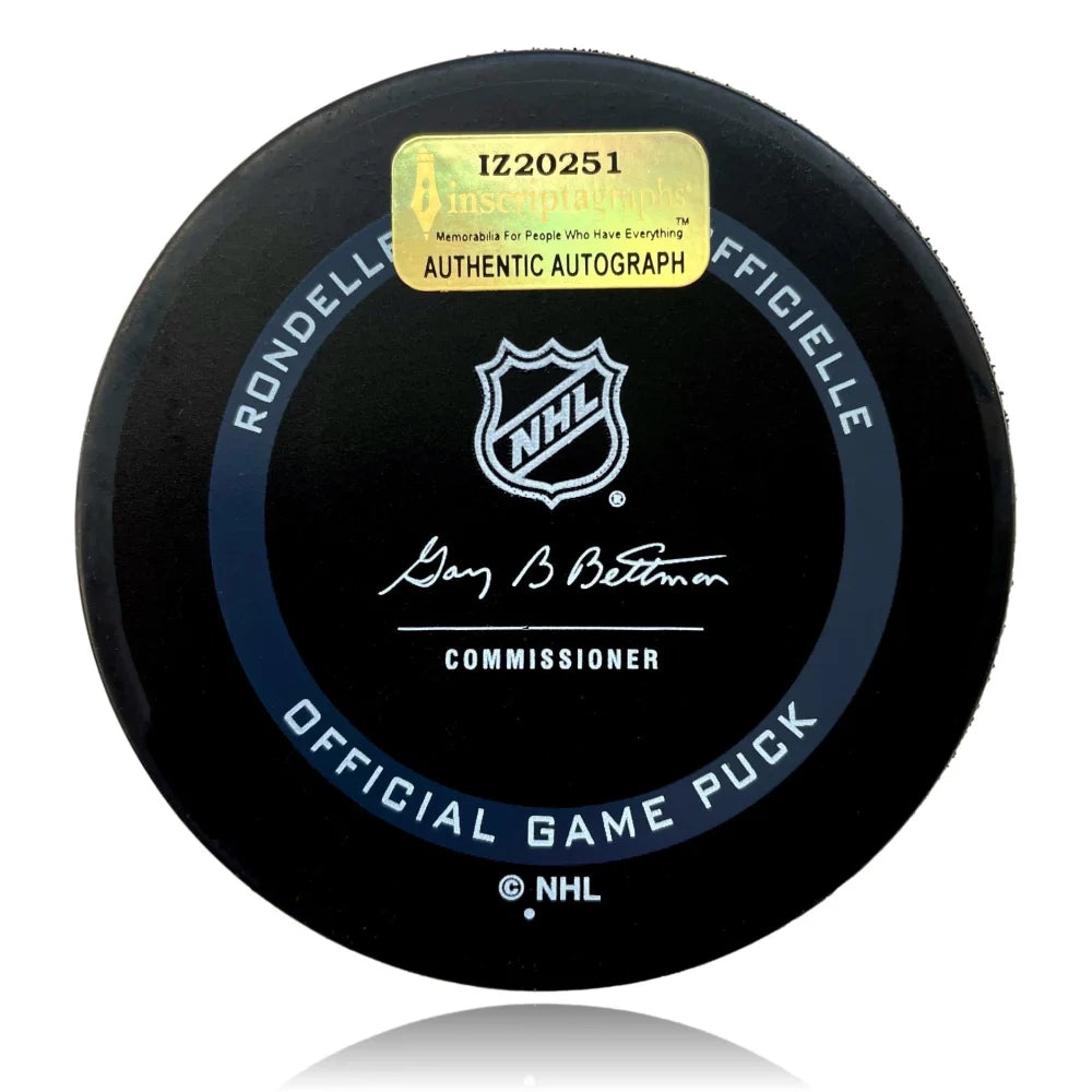 Laurent Brossoit Autographed Vegas Golden Knights Hockey Puck with COA - Collectible NHL Memorabilia for Fans & Sports Enthusiasts - Perfect for Display, Gifts, and Game Room Decor