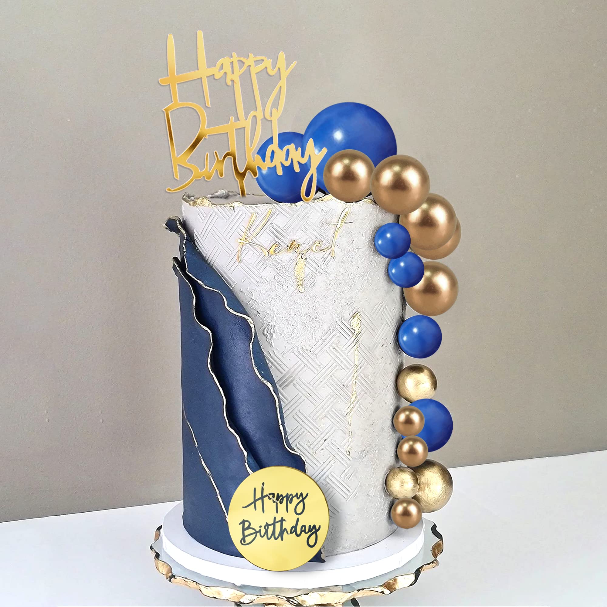25 PCS Acrylic Happy Birthday Cake Topper Set with Numbers 0-9, Crown & Ball Shaped Cake Insert Toppers - Perfect for Kids and Adults Birthday Party Decorations (Style 1) | Ideal for Birthday Cakes, Cupcakes, and Dessert Table Displays