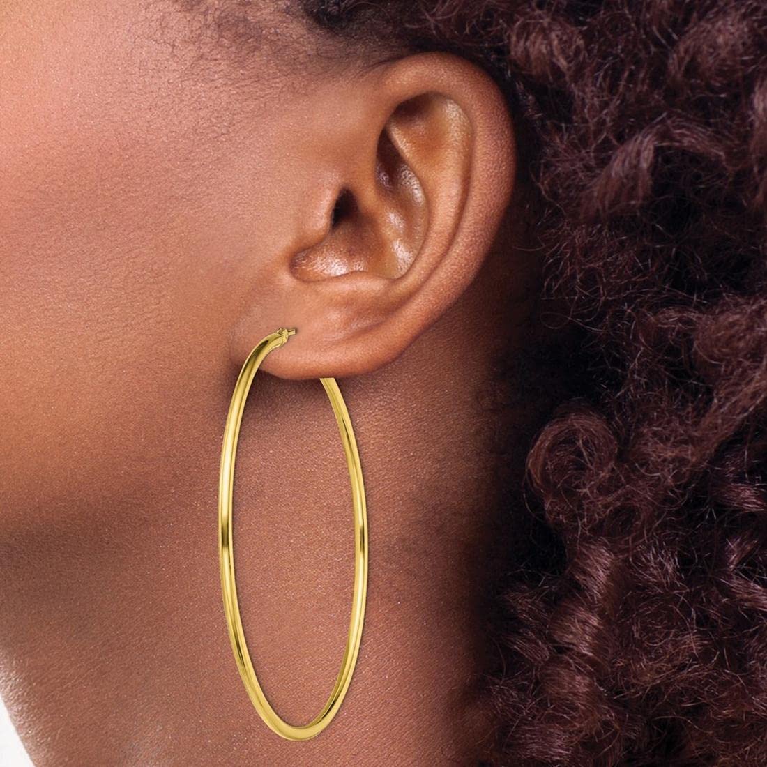 925 Sterling Silver Gold-Tone Polished Hoop Earrings for Women - Elegant Everyday & Party Jewelry - Hypoallergenic & Tarnish-Resistant