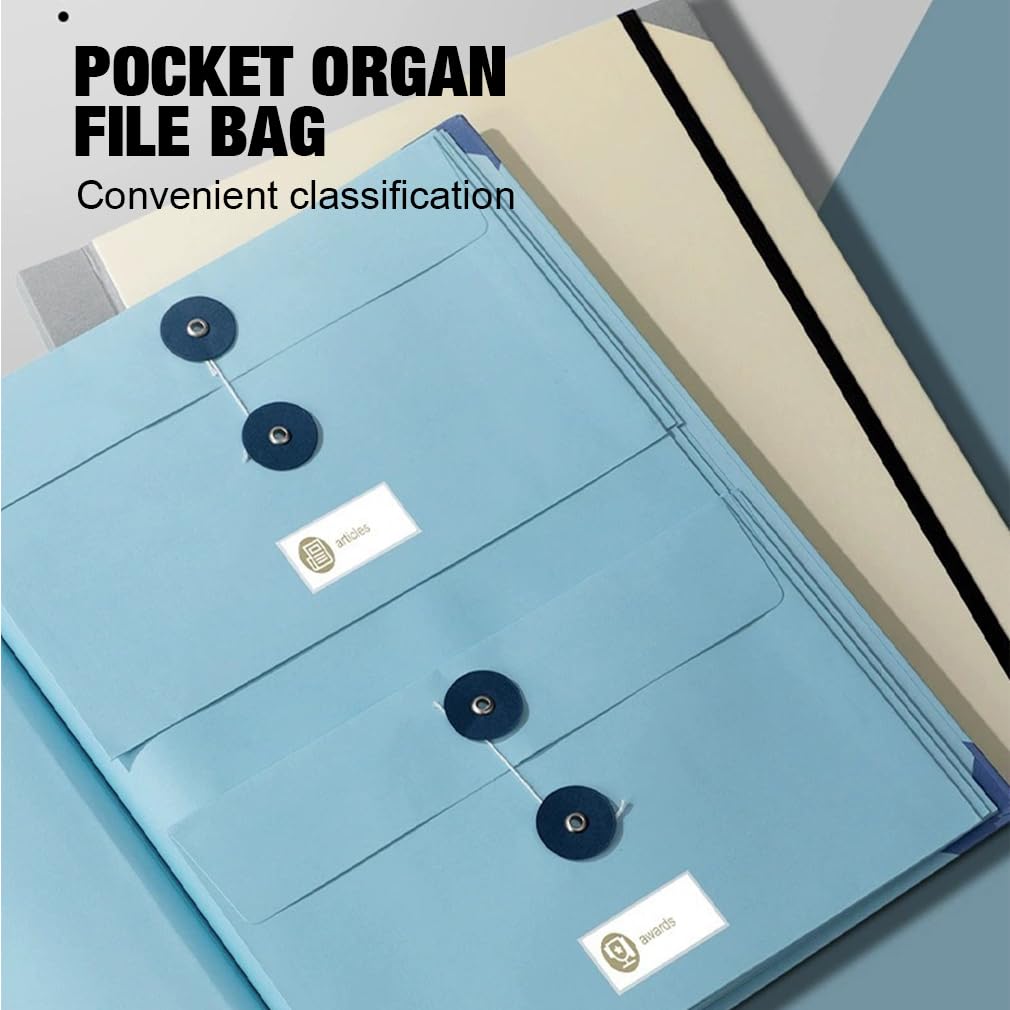 Document Organizer Folio with Pockets - Essential Binder for Home, School & Office - Blue File Organizer for Important Papers | Perfect for Emergency Preparedness, Homeschooling & Office Organization