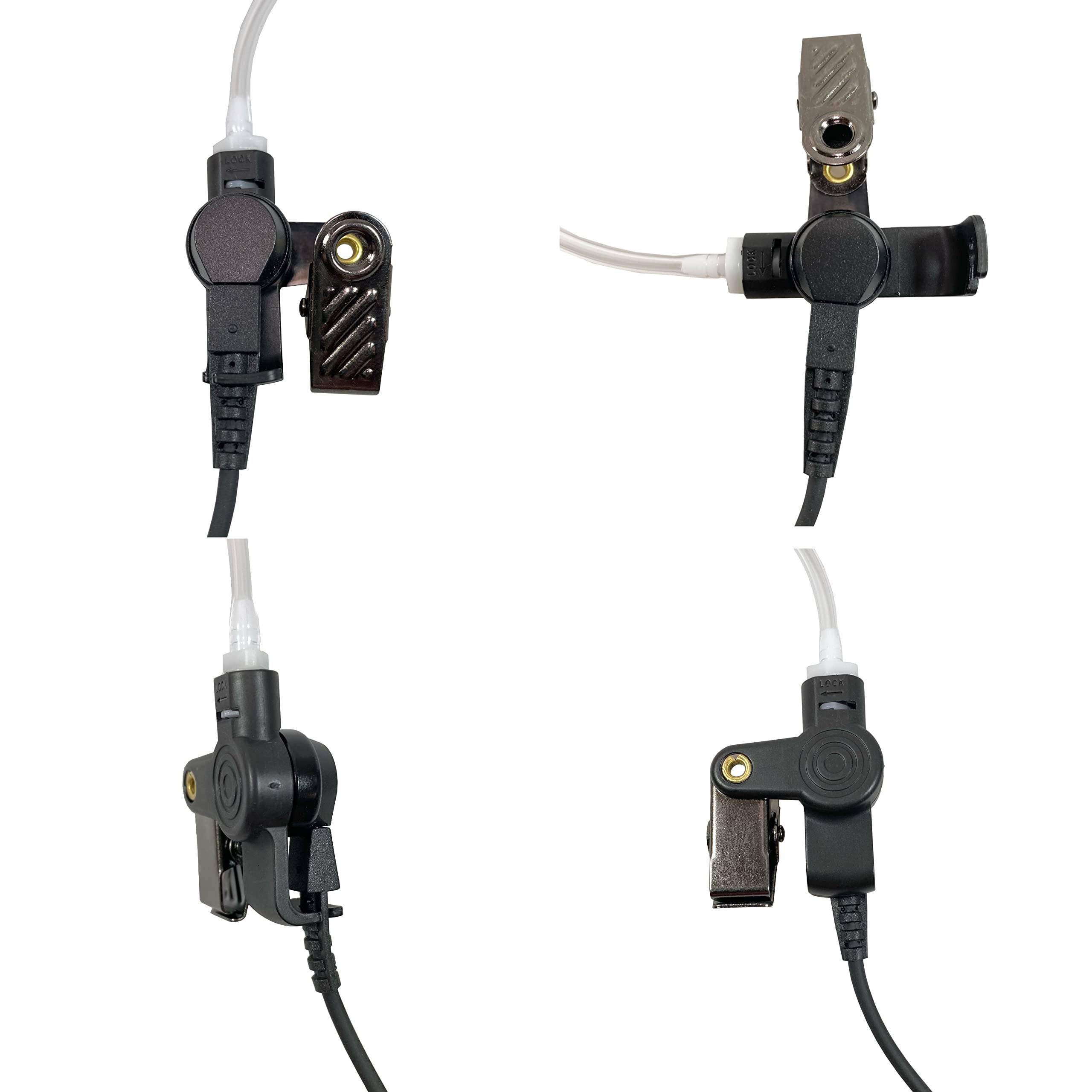 MaximalPower Replacement Acoustic Tube Earpiece Headset for Motorola Radios XPR6500 XPR6550 XPR6580 APX7000 APX6000 | Durable Single Wire Headset Mic with Reinforced Cable & Comfortable Black Earmolds (Left/Right) | Ideal for Security, Construction & Emergency Communication