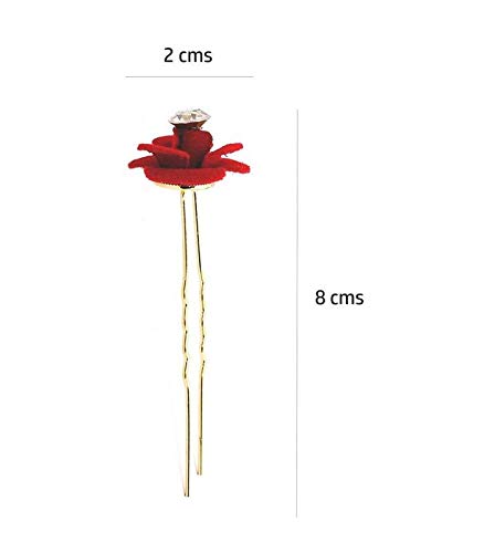 7cm Long Multi-Color Rose Flower Wedding Hair Pins - Black Metal DIY Hair Bun Bobby Pins for Women & Girls (U-Shape Hair Accessories for Bridal, Updos & Hair Styling)