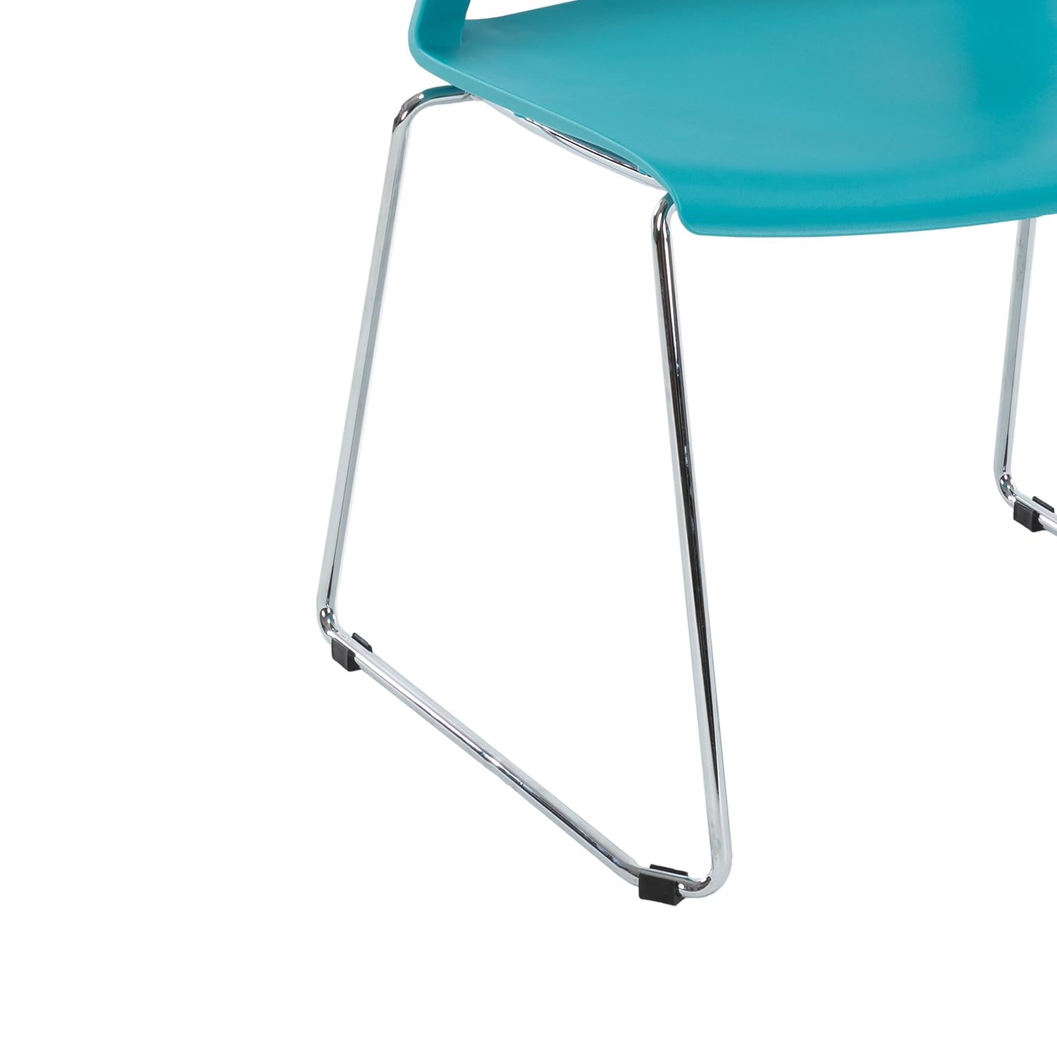 FULONG 4-Pack Blue Stackable Plastic Chairs - Armless Reception Chairs with Wide Seat for Classroom, Library, Dining Room - Perfect for Events, Parties & Home Use