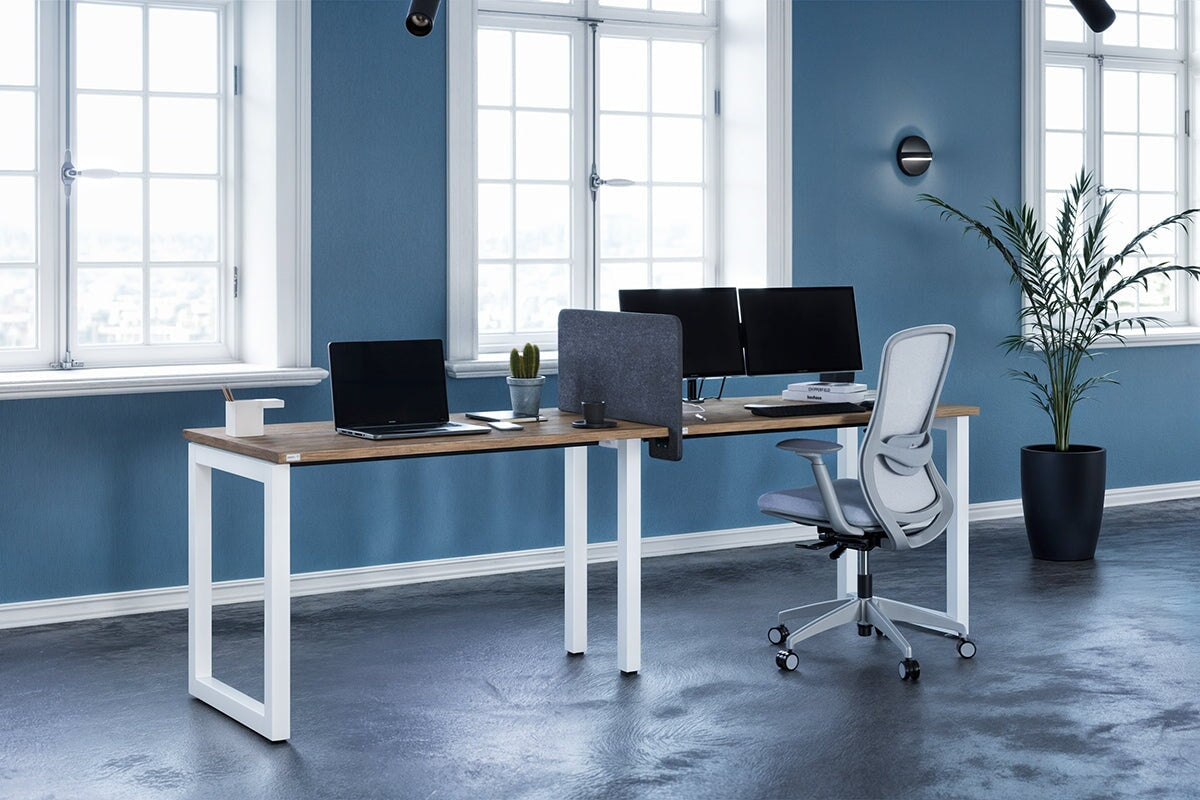 Quadro Loop Legs 2-Person Office Workstation Desk - 1800L x 800W with Cable Management Scallop - Perfect for Shared Workspaces & Collaborative Office Environments