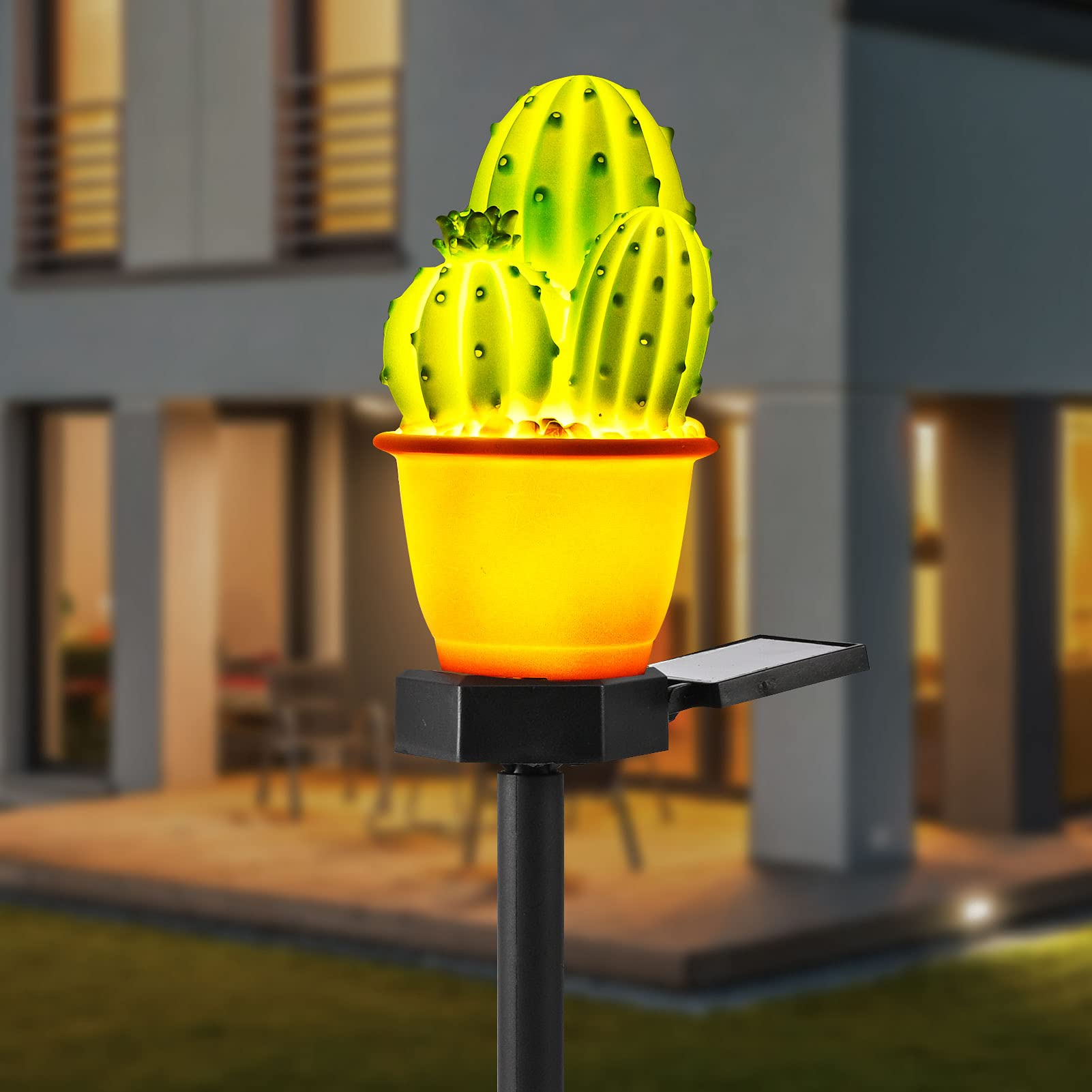 Solar Powered Cactus Garden Lights - Waterproof Outdoor Stake Lights for Pathway, Patio, Lawn & Yard Decor | Perfect for Landscape Lighting, Backyard Parties & Nighttime Garden Ambience