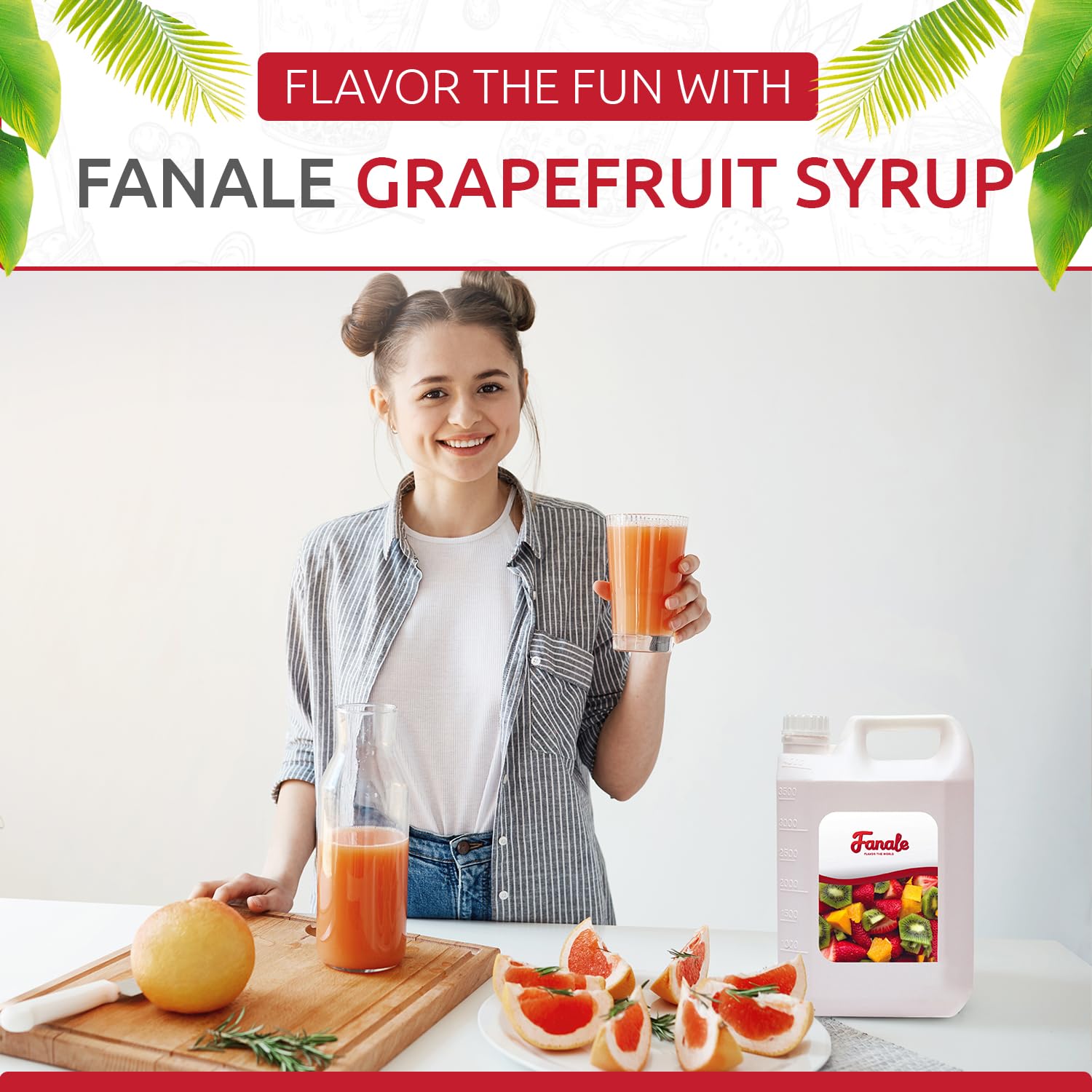 Fanale Premium Grapefruit Flavoring Concentrated Syrup for Bubble Tea - 11lb Bulk Pack (4 Pack) | Boba Tea, Smoothies, Slushes, Desserts & Cocktails | Commercial & Home Use | SRP200-CS