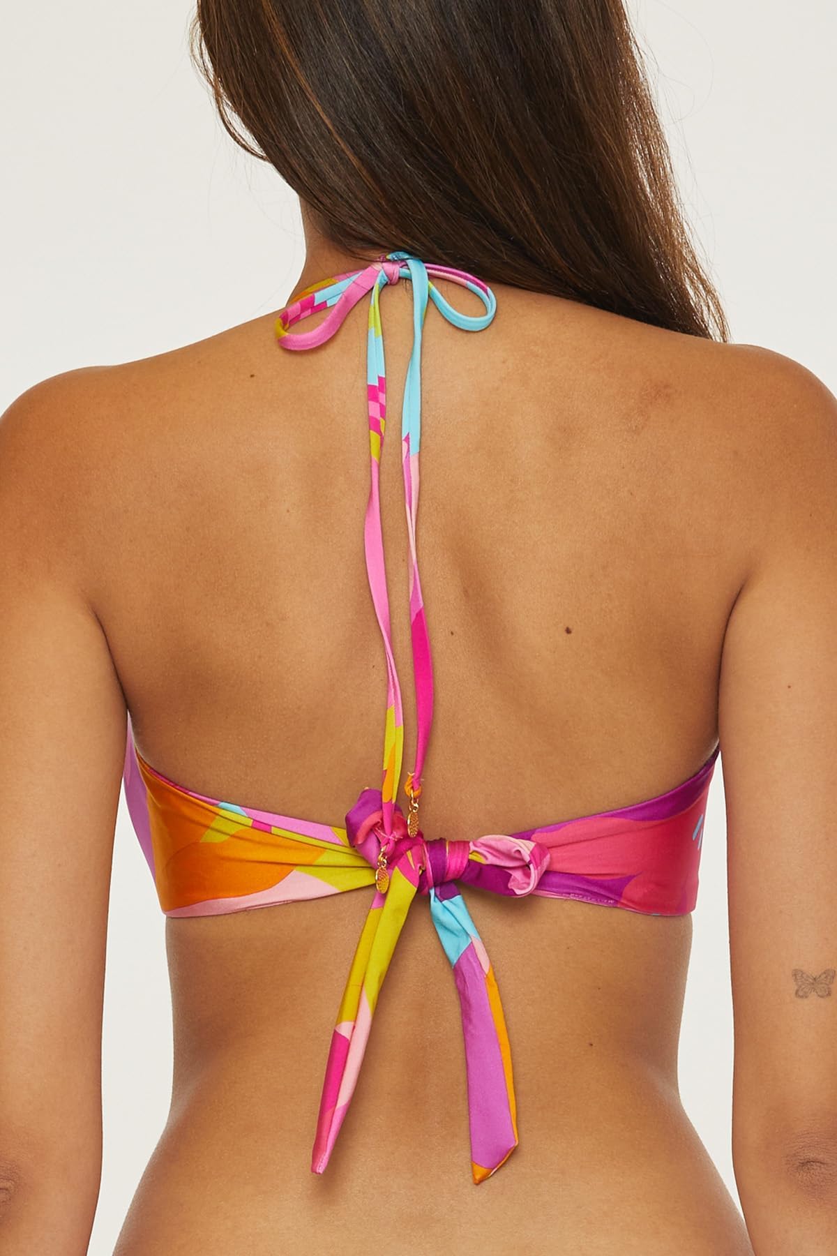 Trina Turk Women's Adjustable Tie Back Bandeau Bikini Top - Floral Print Swimwear for Beach, Pool & Vacation | Standard Lilleth Bikini Separates