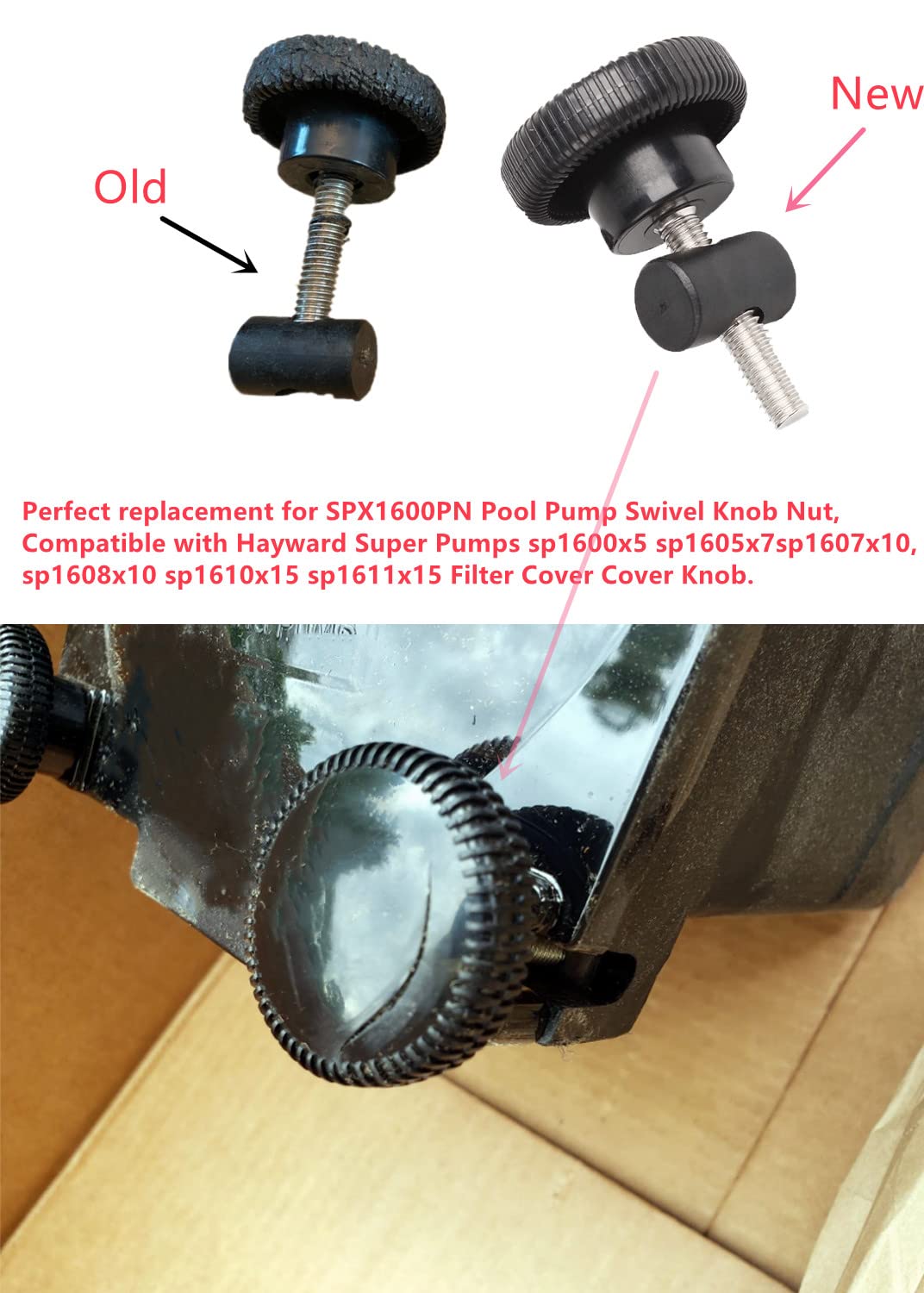 Hayward Super Pump & MaxFlo Pump Replacement Parts - SPX1600PN Swivel Nut, Knob & Gasket Kit (2-Piece Set) | Pool Pump Repair Accessories for Swimming Pool Maintenance & Equipment Upkeep